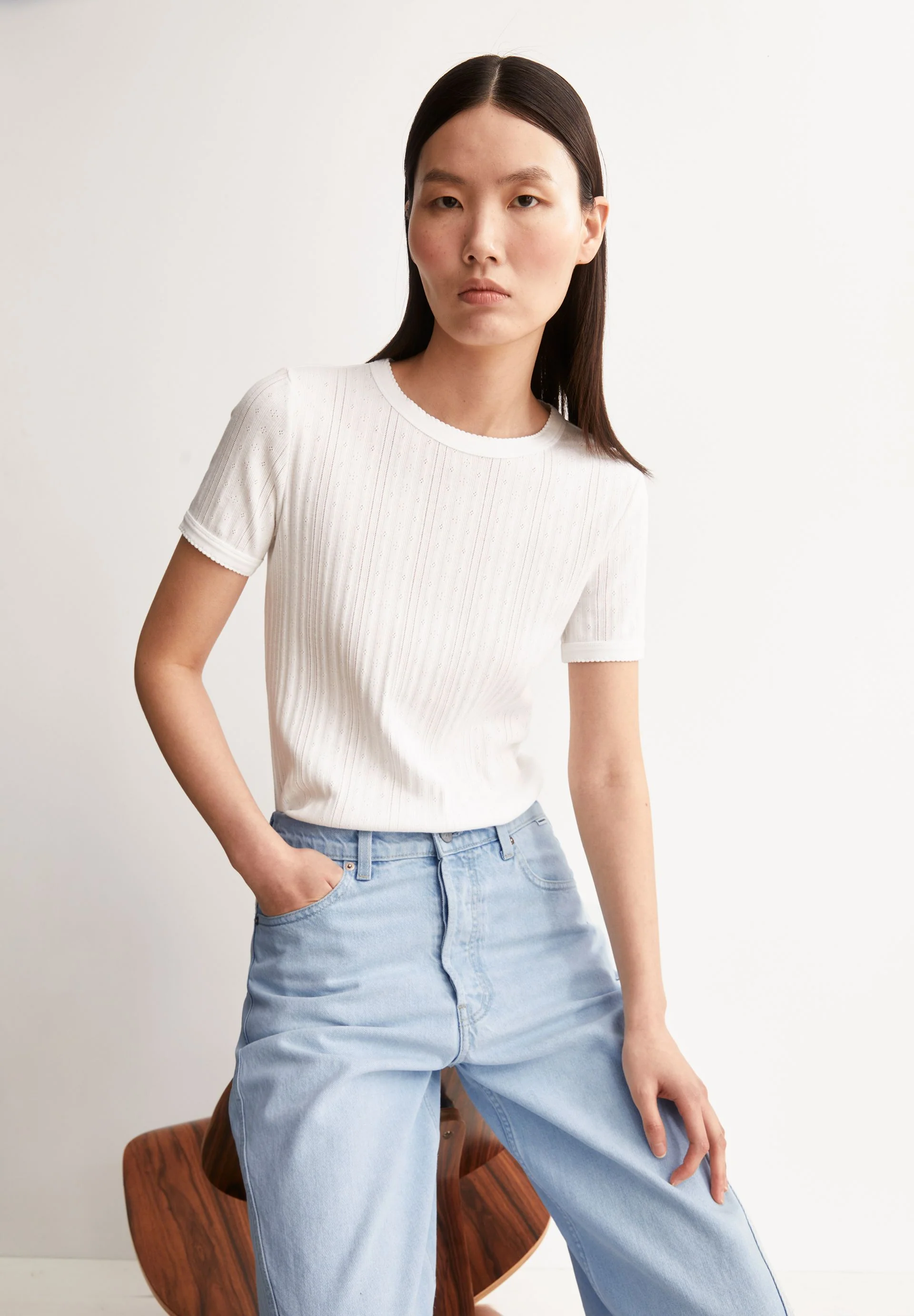 POINTELLE T-SHIRT | white - Image 4