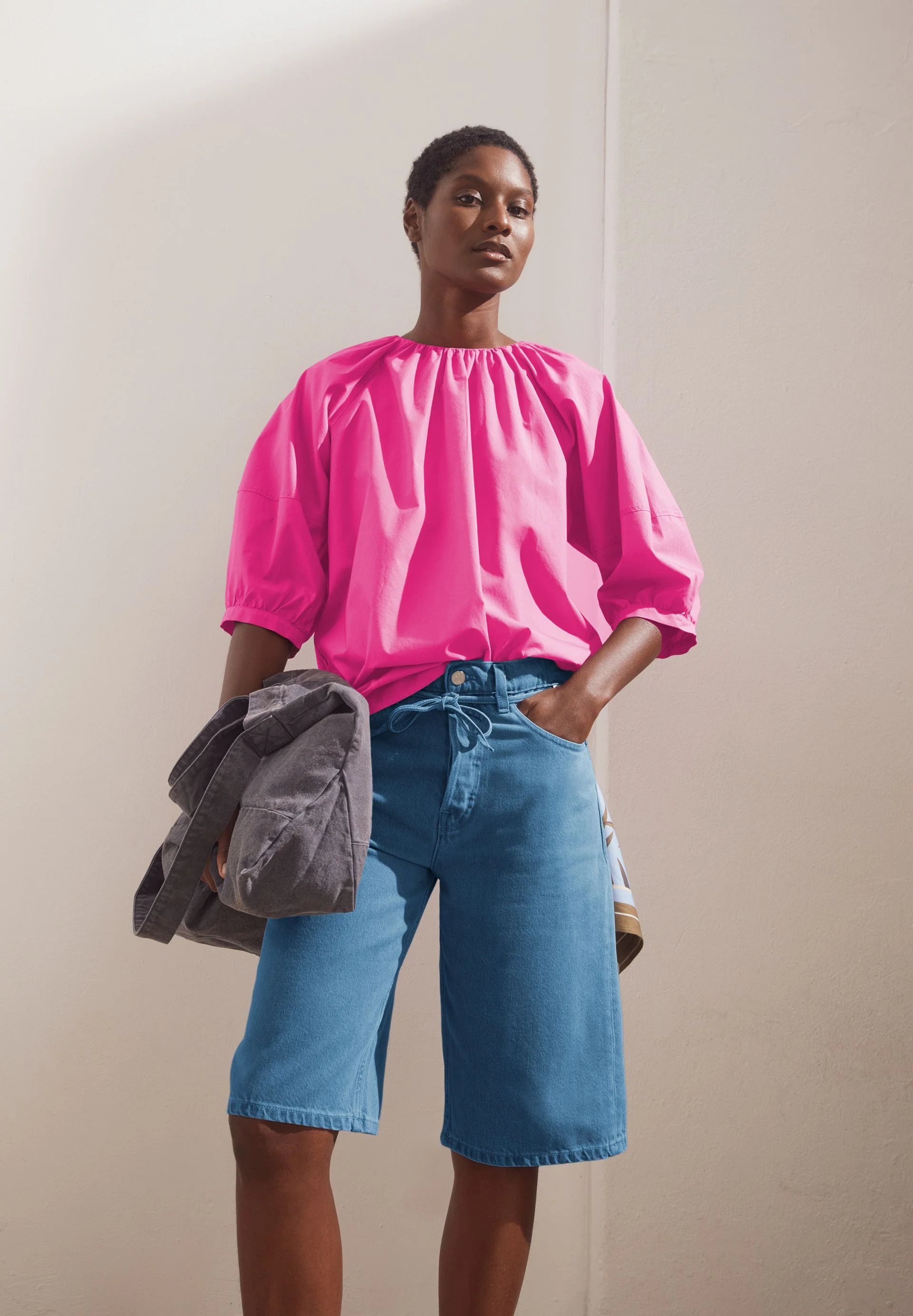 POPLIN BALLONÄRMEL-BLUSE | very berry - Image 4