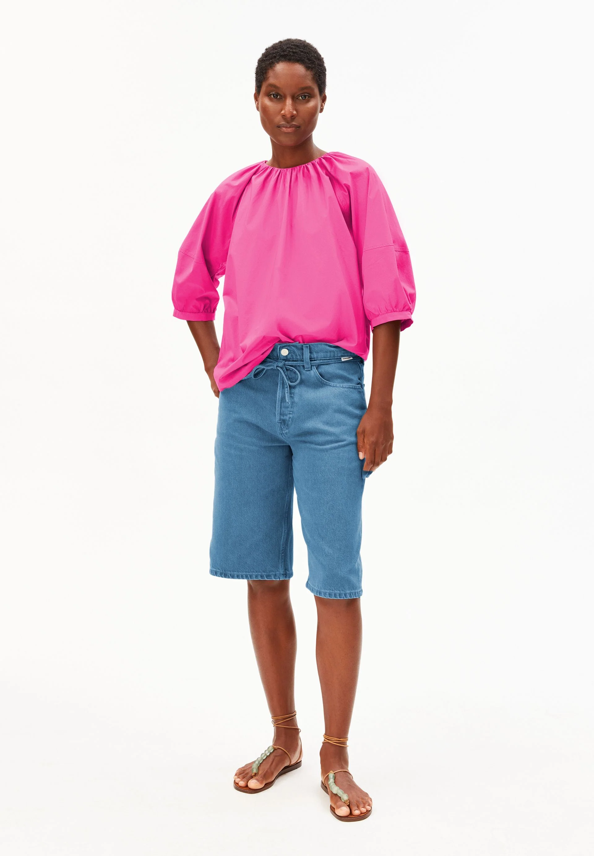 POPLIN BALLONÄRMEL-BLUSE | very berry - Image 5