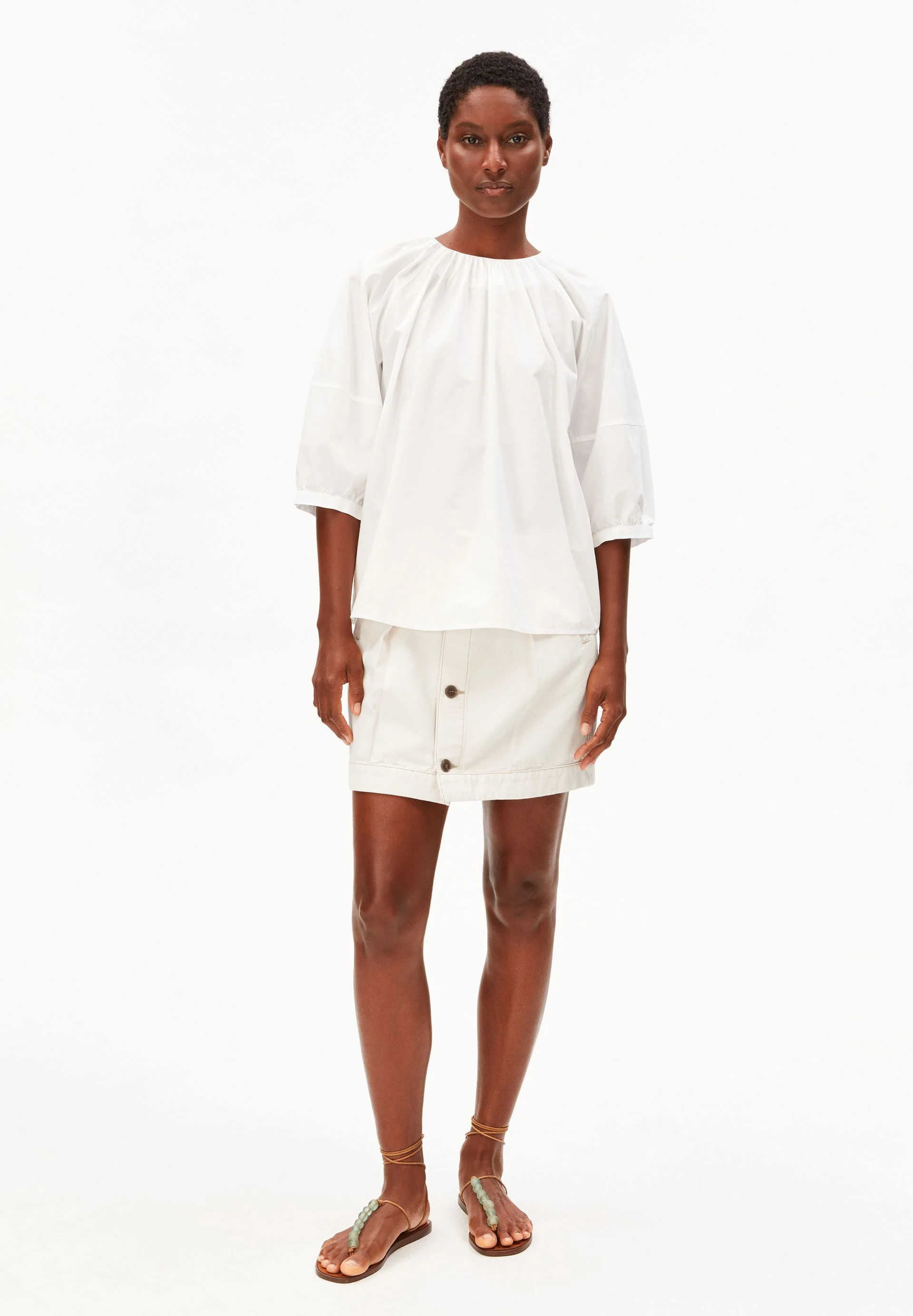 POPLIN BALLONÄRMEL-BLUSE | white - Image 5