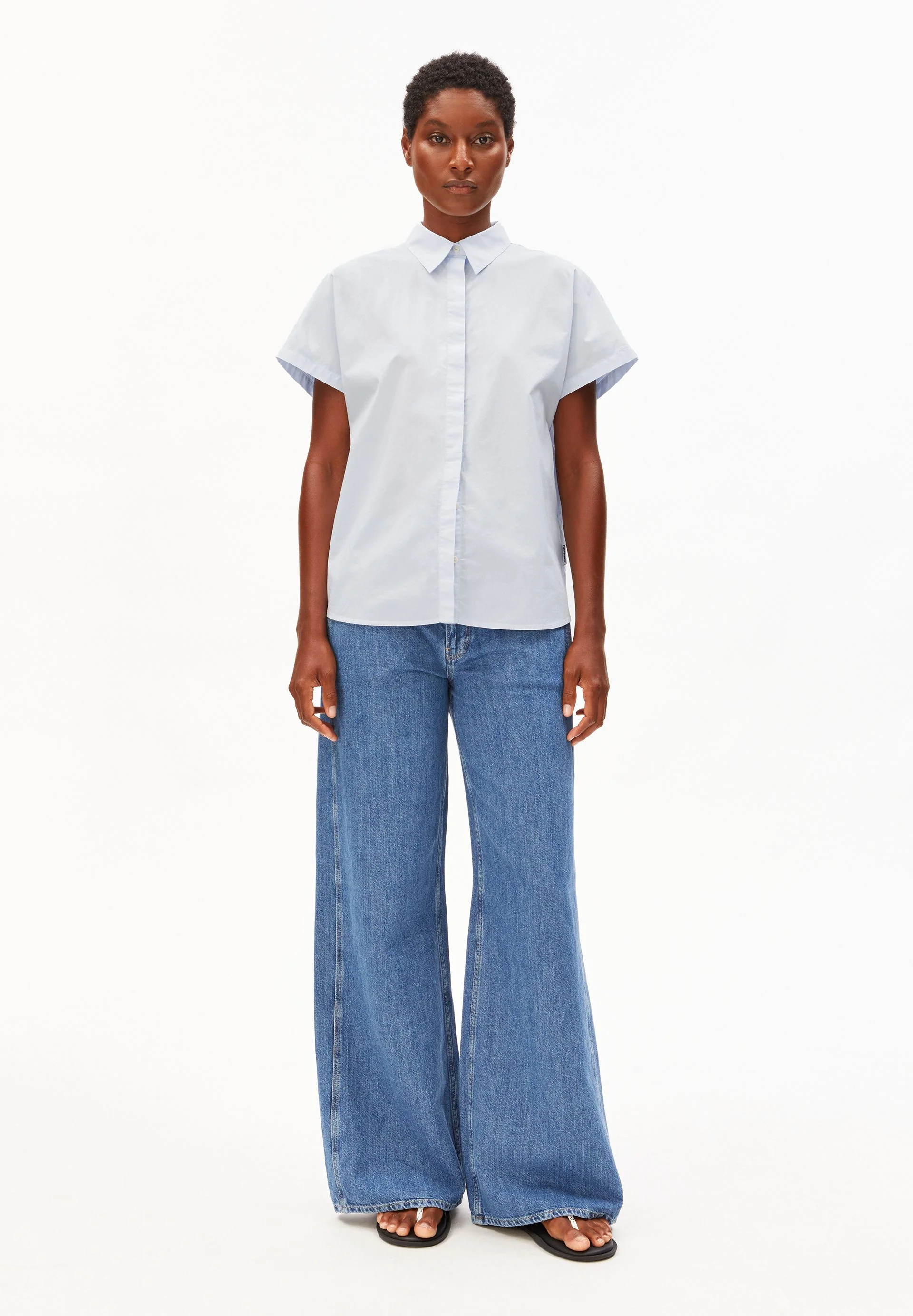 POPLIN LARISAANA BLUSE | morning sky - Image 5