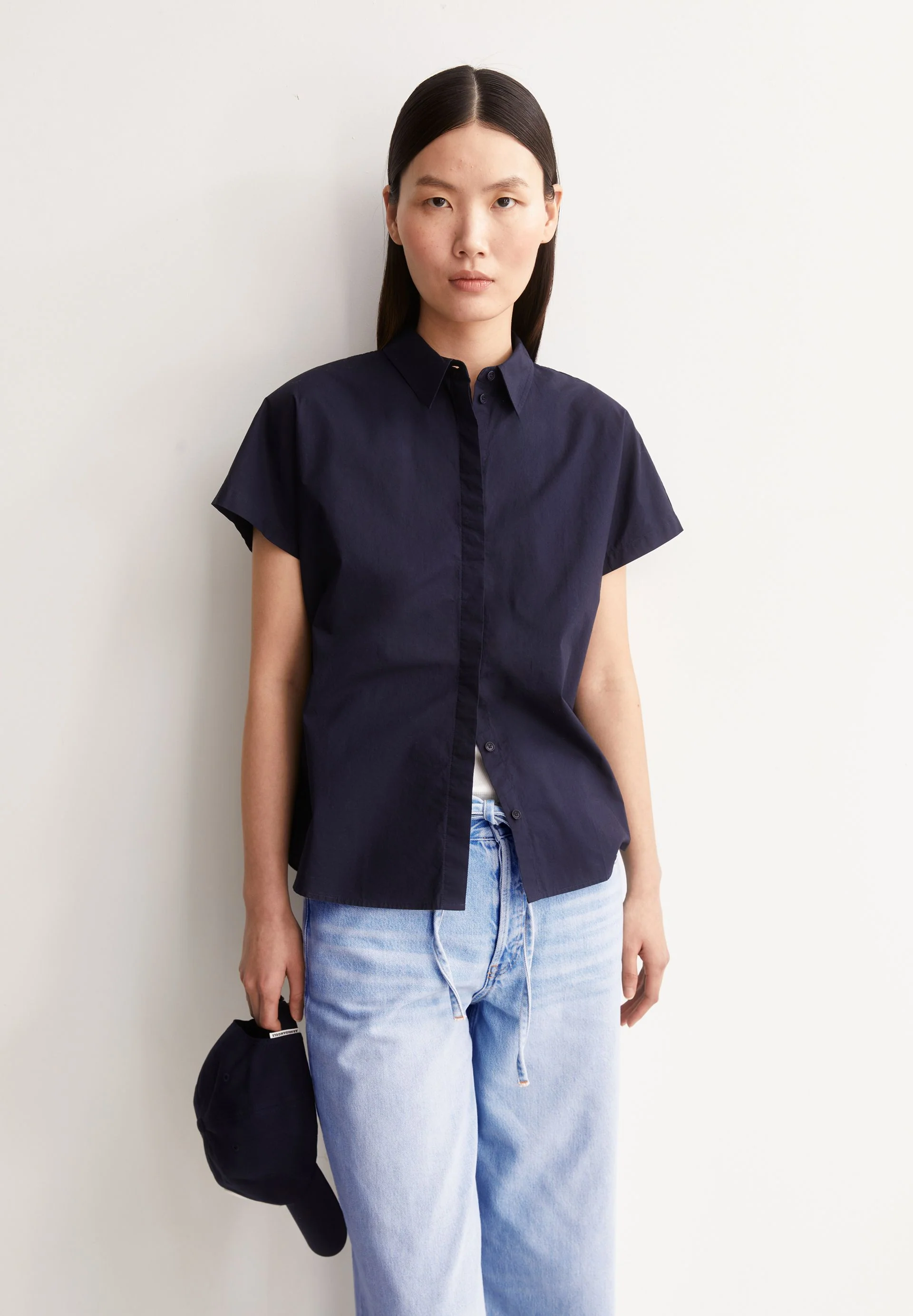 POPLIN LARISAANA BLUSE | tinted navy - Image 4