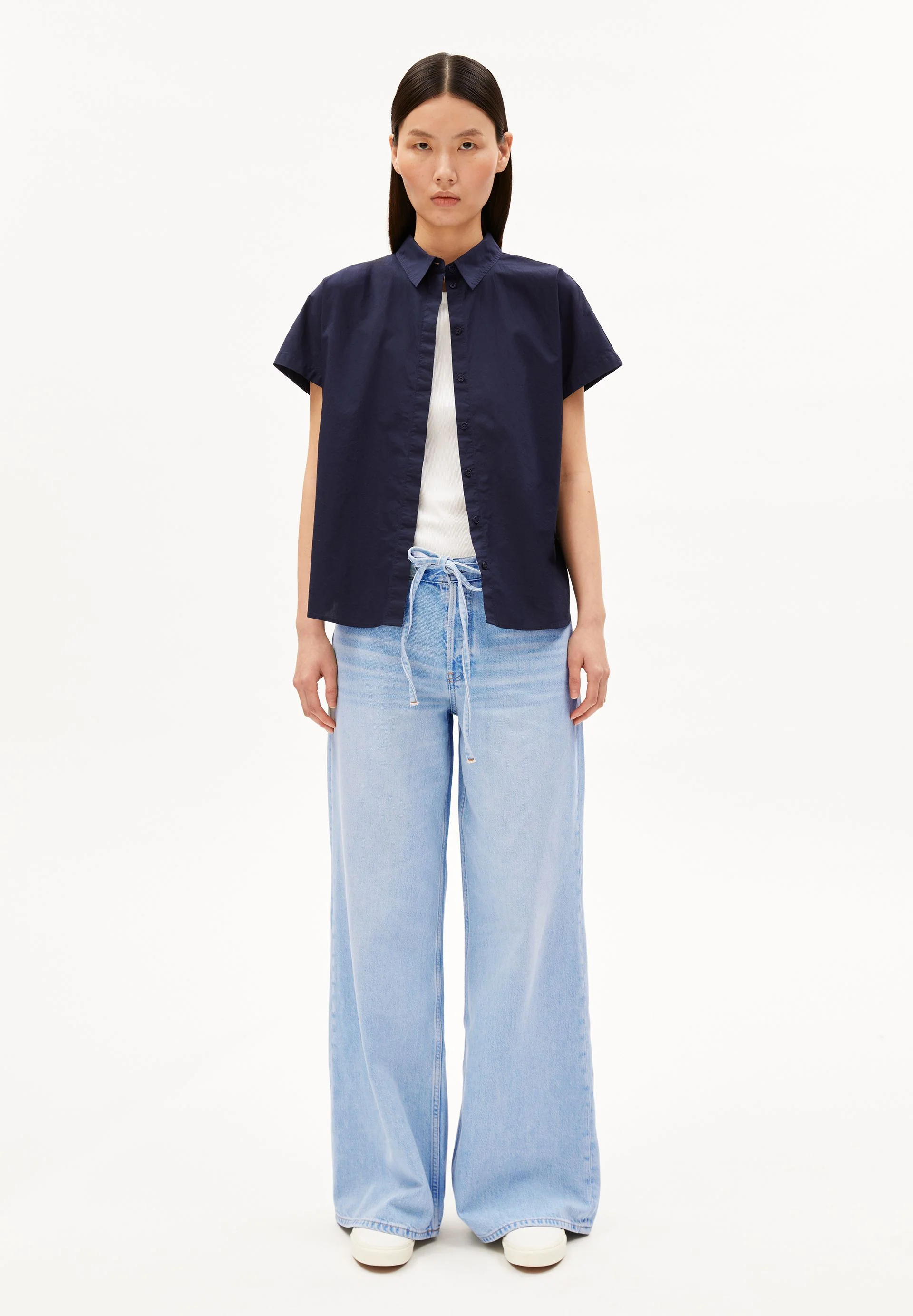 POPLIN LARISAANA BLUSE | tinted navy - Image 5
