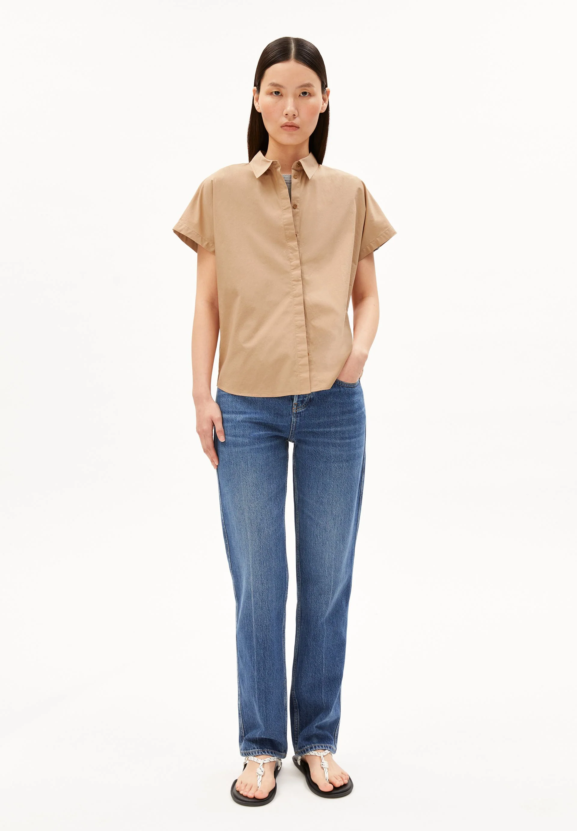 POPLIN LARISAANA BLUSE | true camel - Image 5