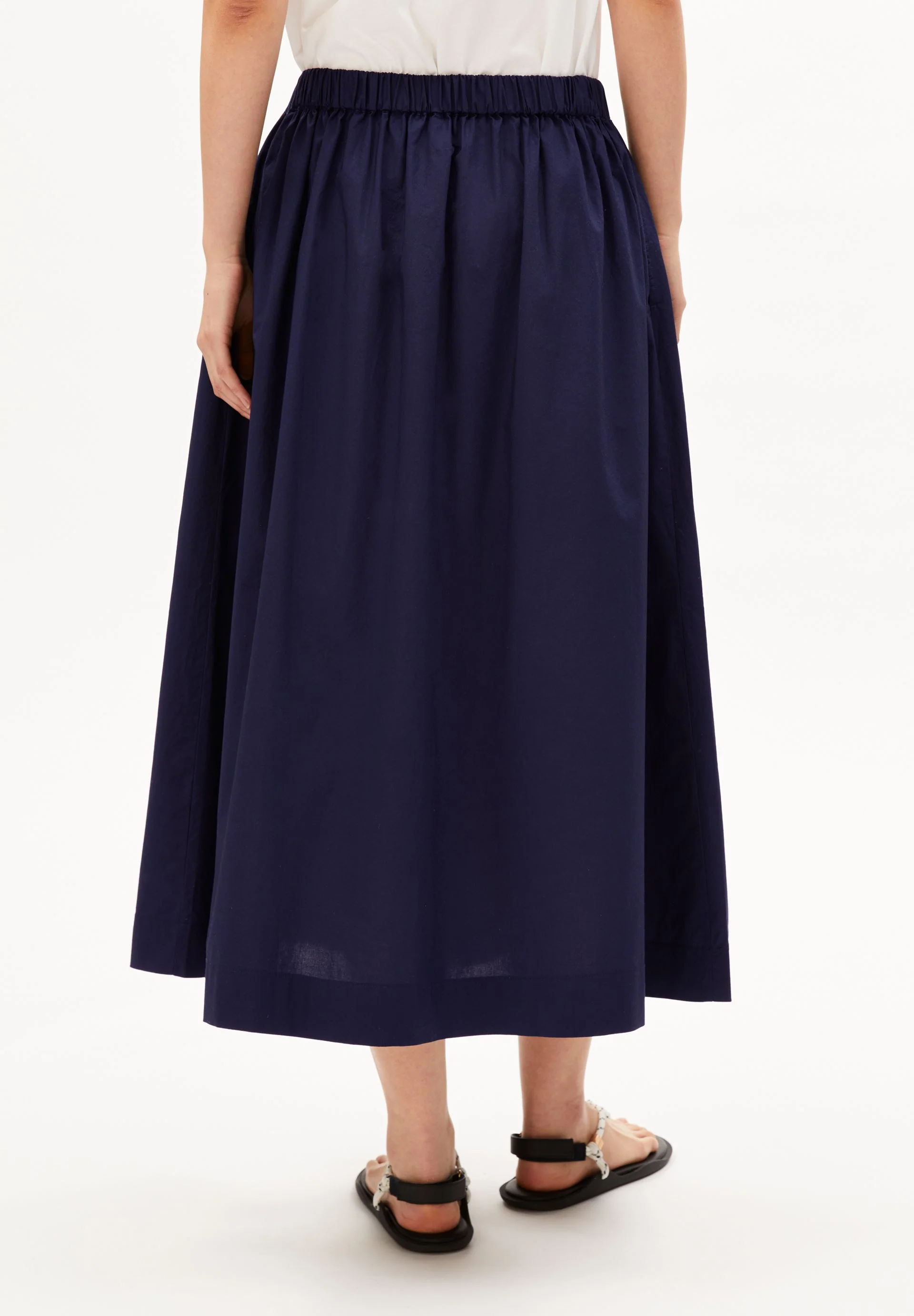 POPLIN MIDI-ROCK A-LINIE | tinted navy - Image 2