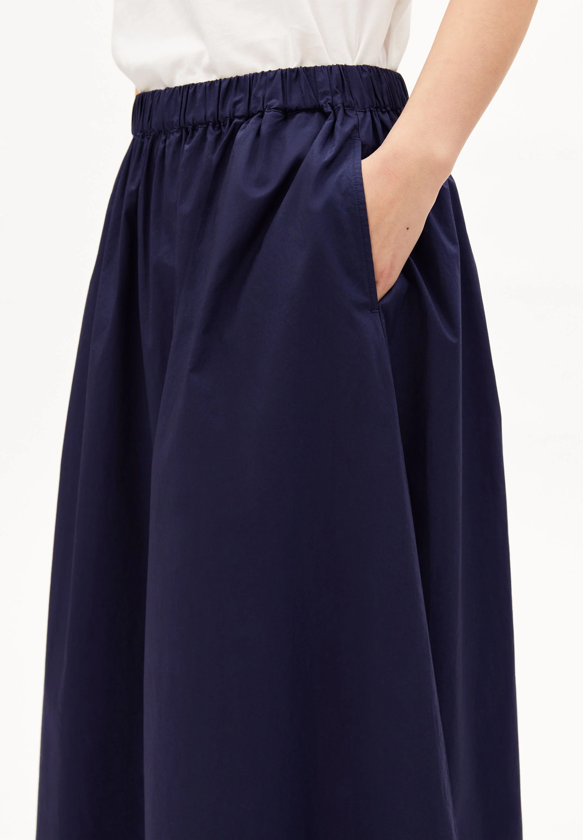 POPLIN MIDI-ROCK A-LINIE | tinted navy - Image 3