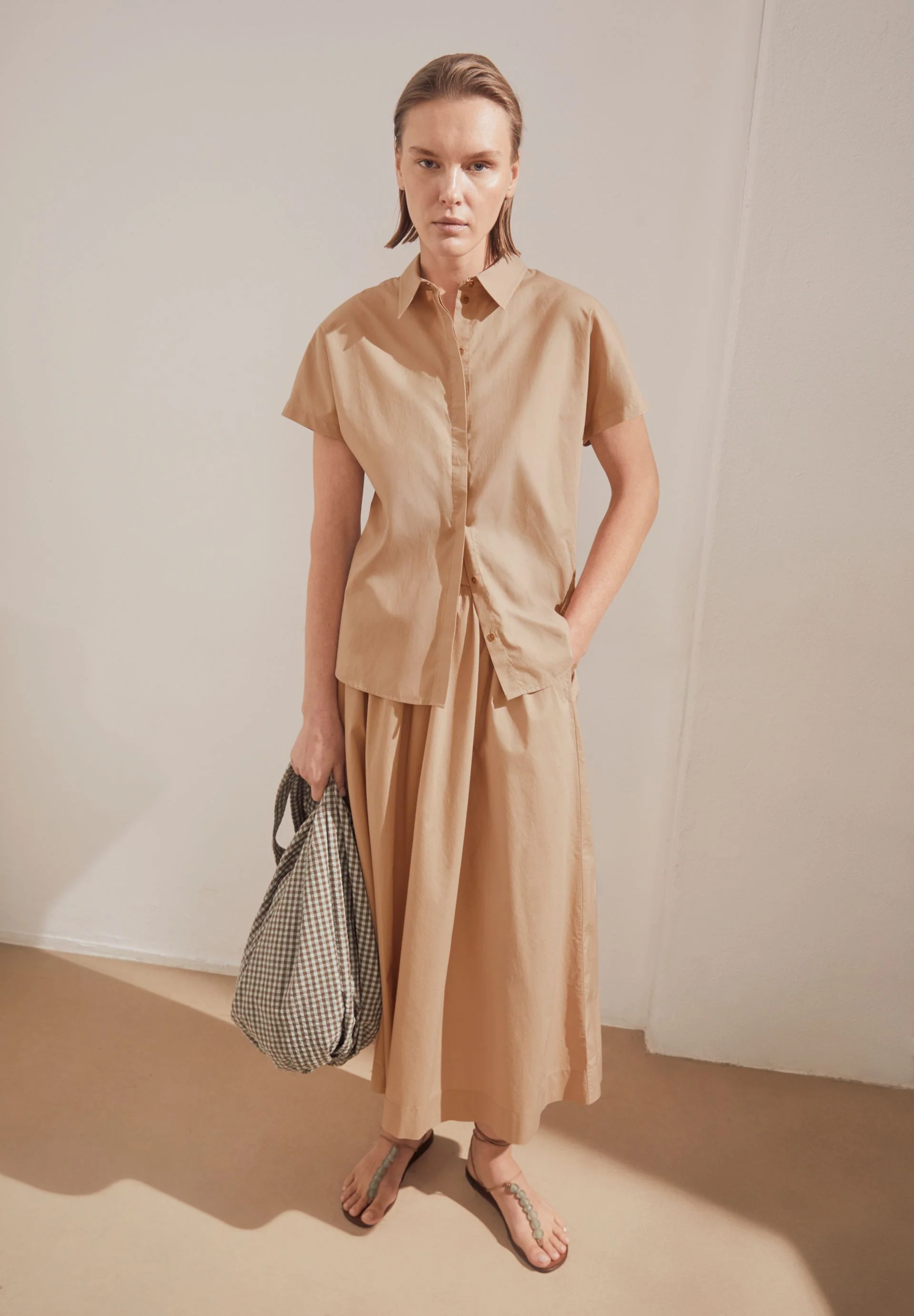 POPLIN MIDI-ROCK A-LINIE | true camel - Image 4