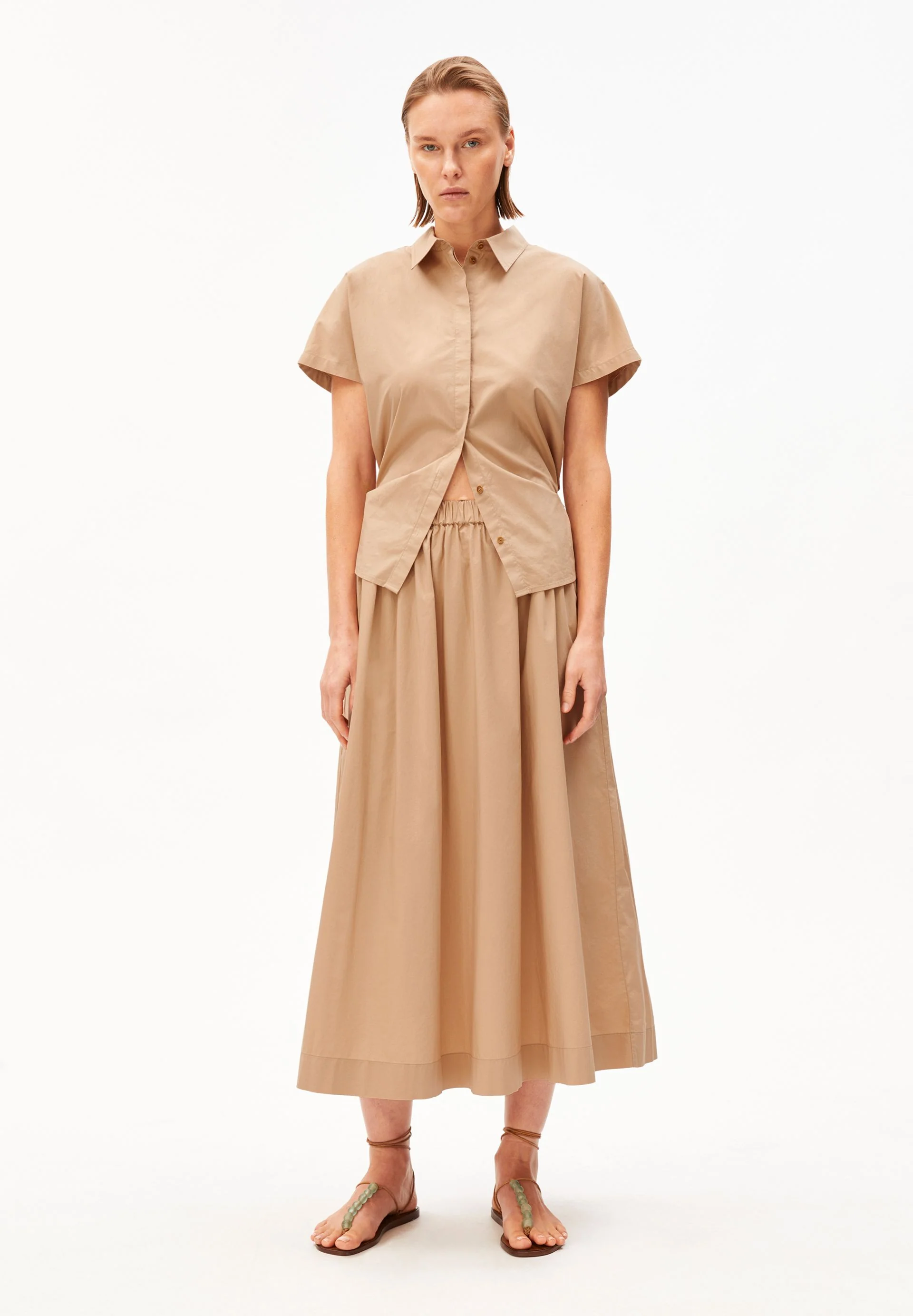 POPLIN MIDI-ROCK A-LINIE | true camel - Image 5
