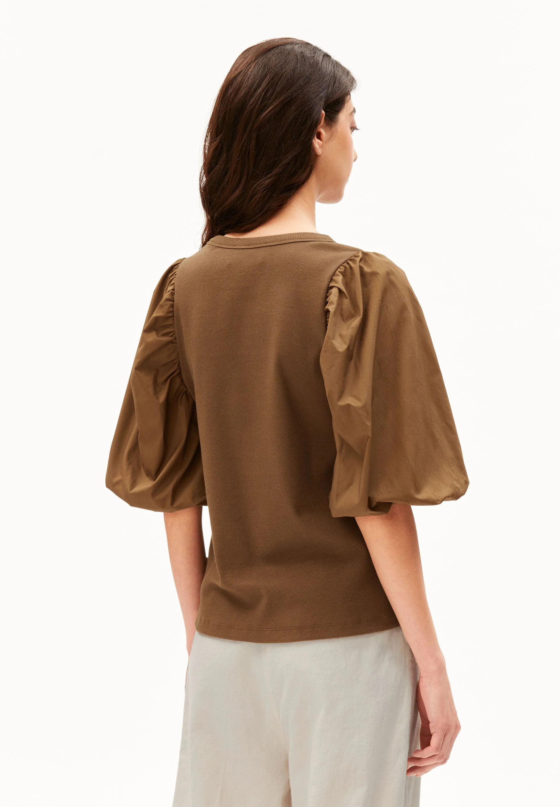 PUFFÄRMEL T-SHIRT | dried palm - Image 2