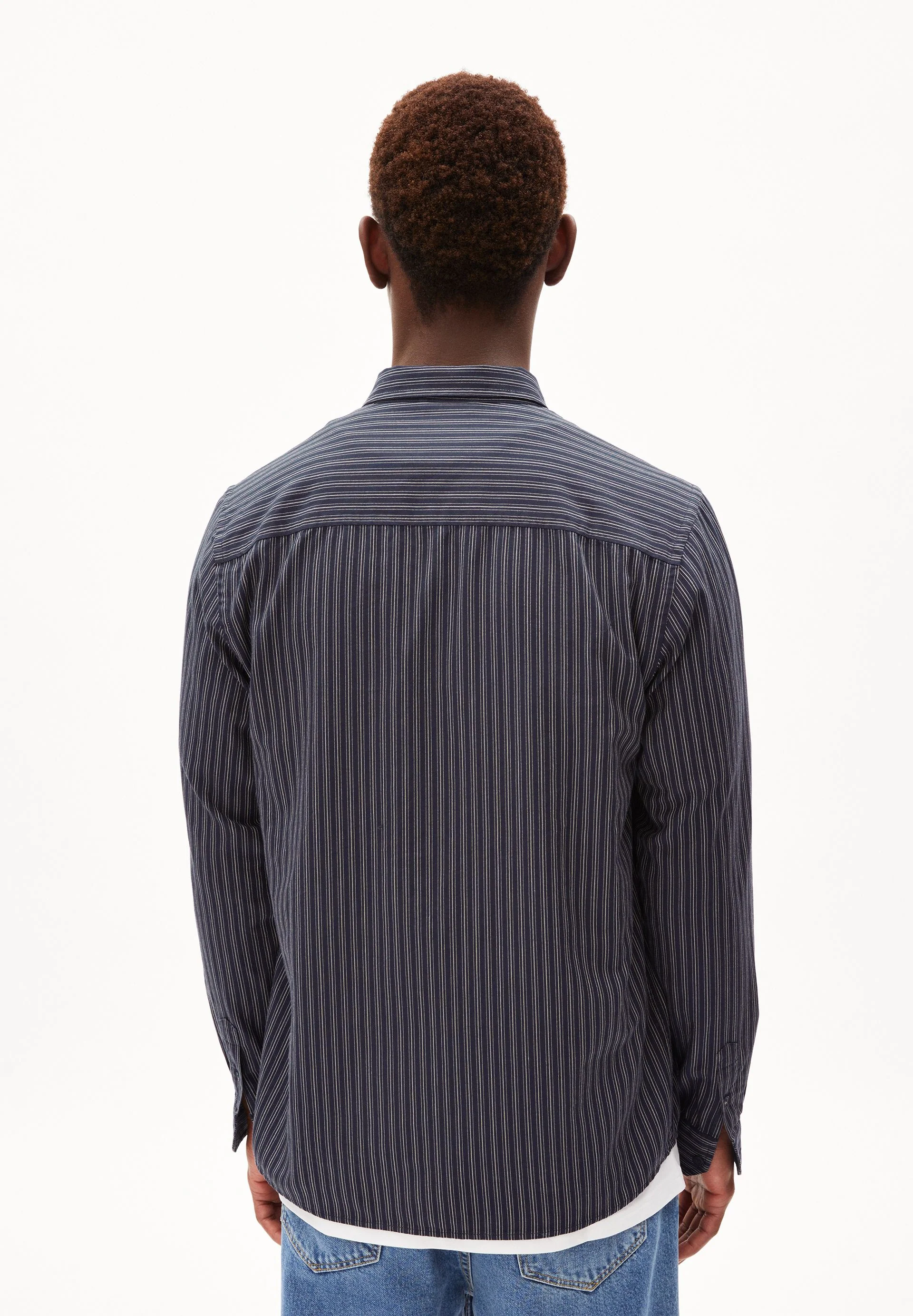 QUAASA STRIPES LANGARMHEMD | night sky-stoney beige - Image 2