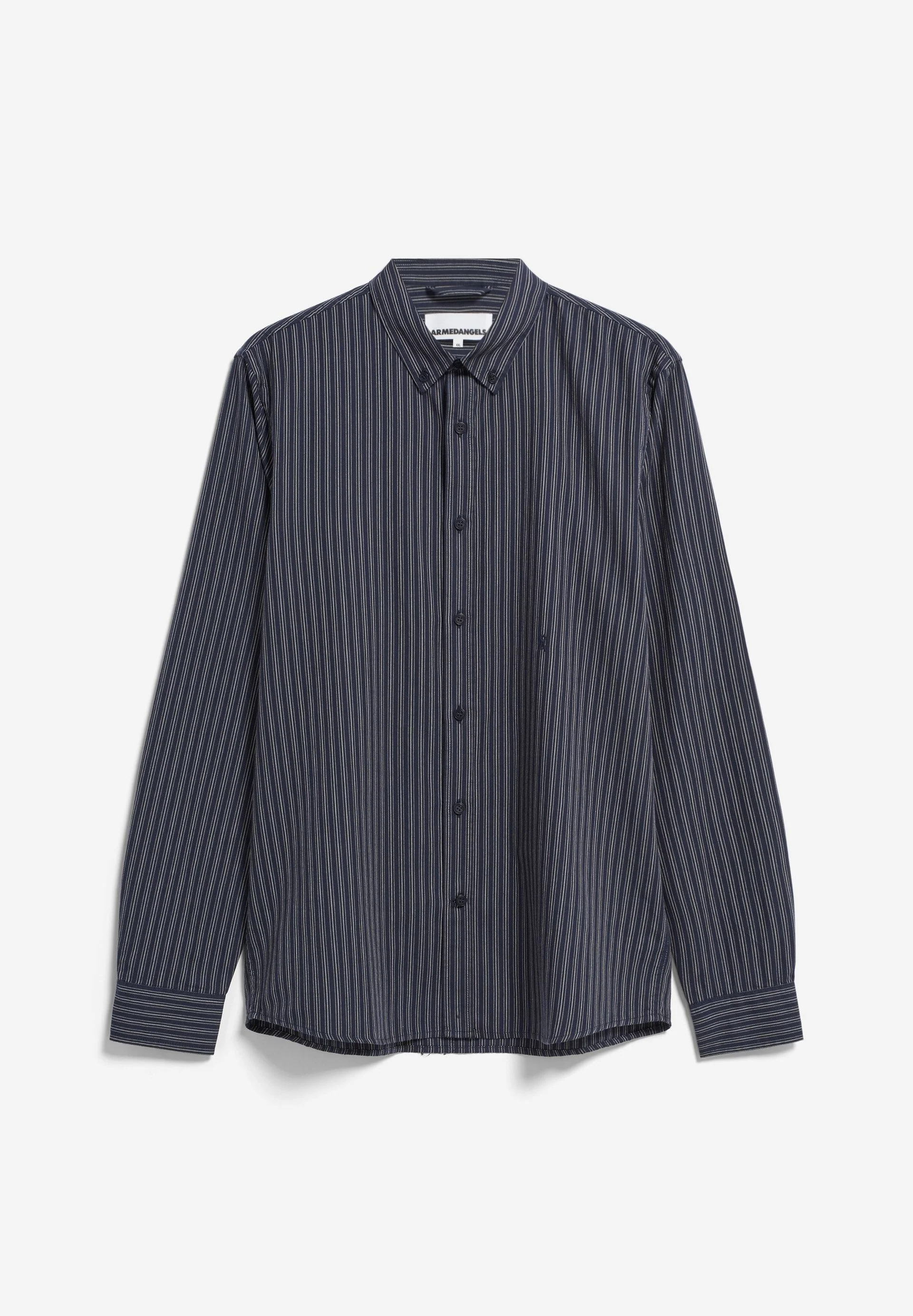 QUAASA STRIPES LANGARMHEMD | night sky-stoney beige - Image 6