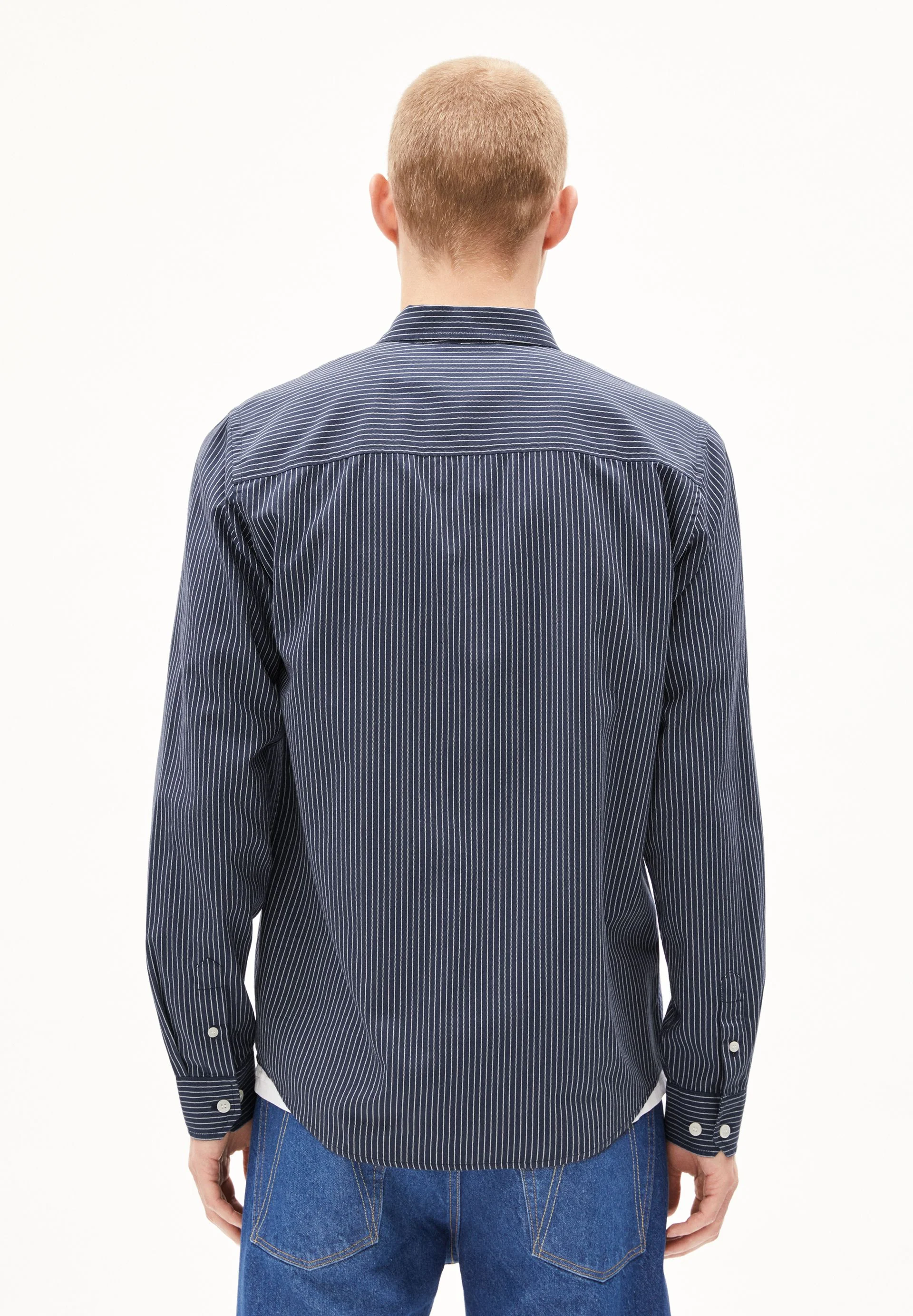QUAASA STRIPES LANGARMHEMD | night sky-white - Image 2