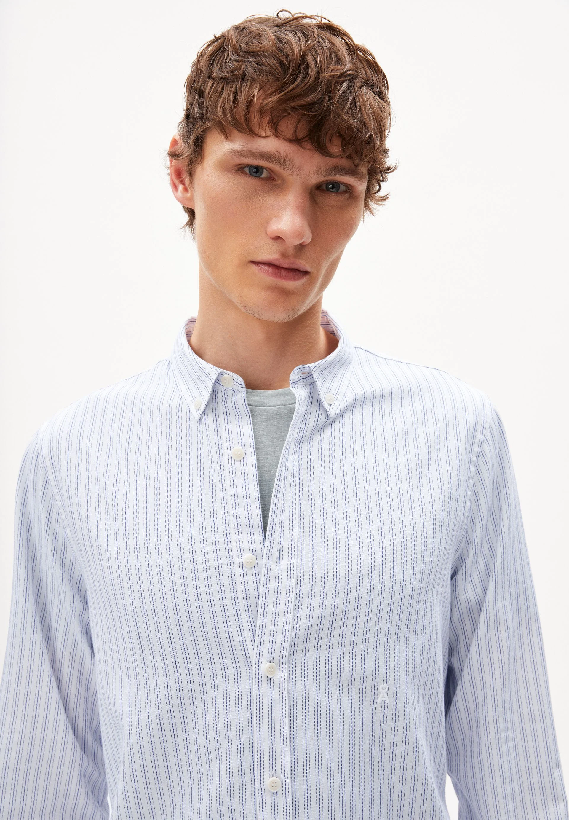 QUAASA STRIPES LANGARMHEMD | white-dynamo blue - Image 3