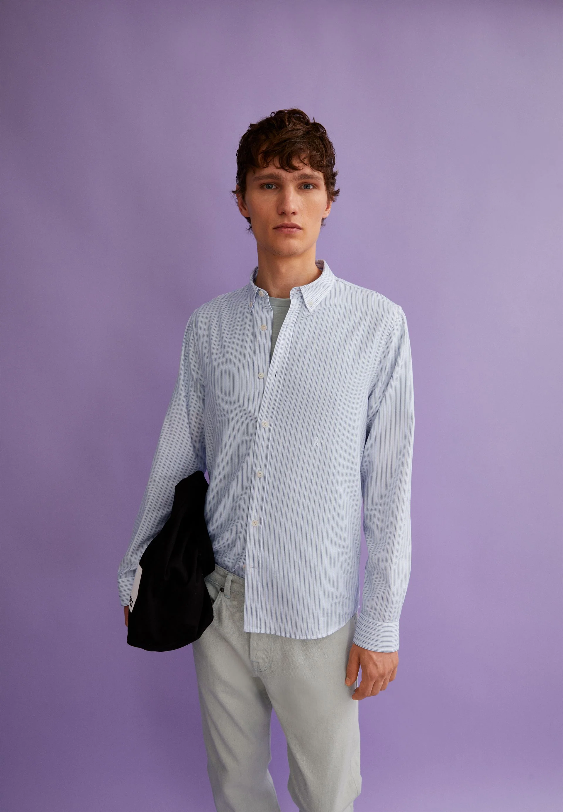 QUAASA STRIPES LANGARMHEMD | white-dynamo blue - Image 4