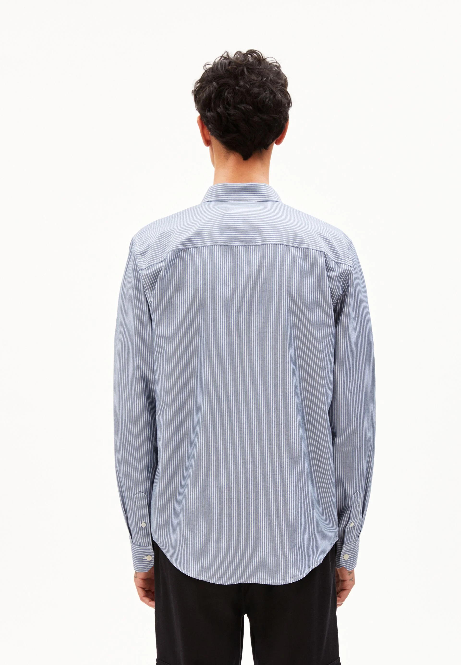 QUAASA STRIPES LANGARMHEMD | white-faded indigo - Image 2
