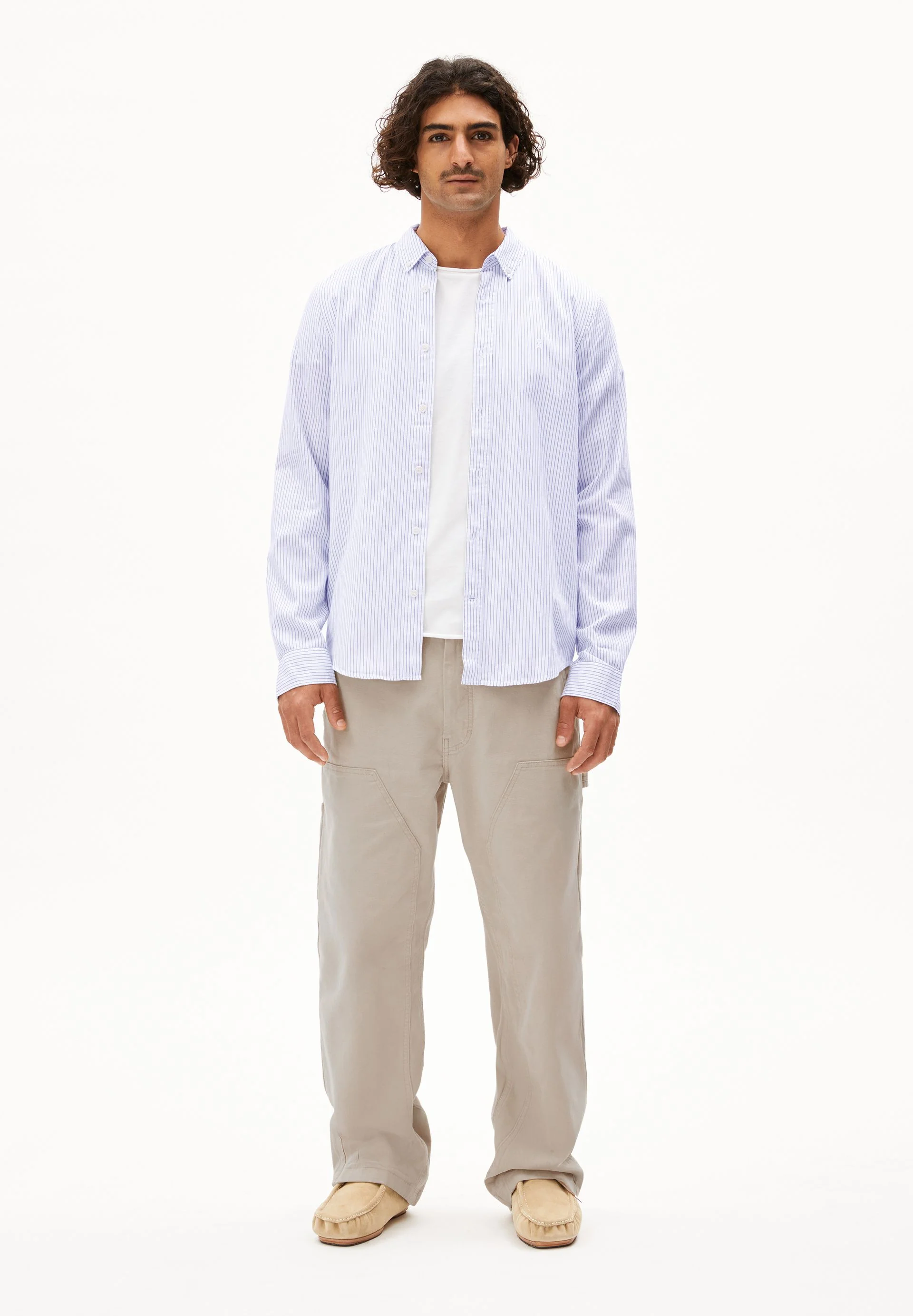 QUAASA STRIPES LANGARMHEMD | white-lapis blue - Image 5