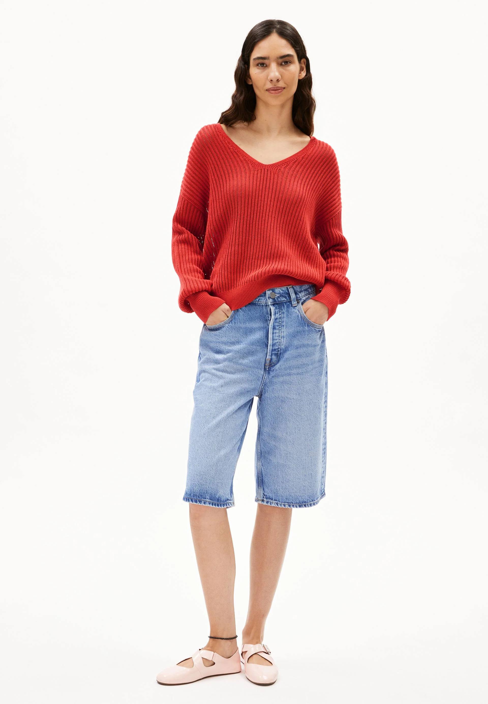 LEINEN-MIX STRICKPULLOVER | coral blush - Image 5