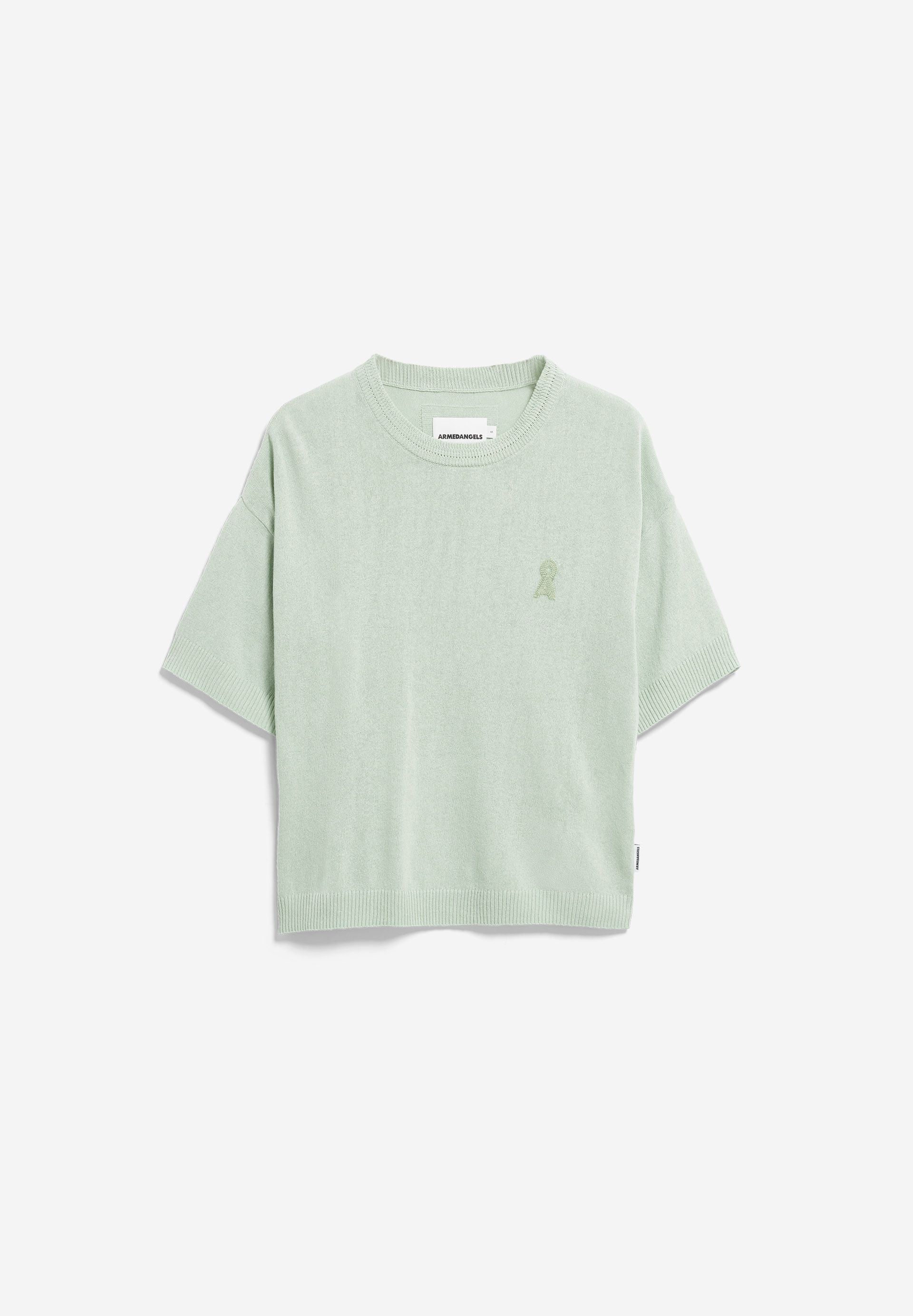 KURZÄRMLIGES LEINEN-MIX STRICKSHIRT | foam - Image 6