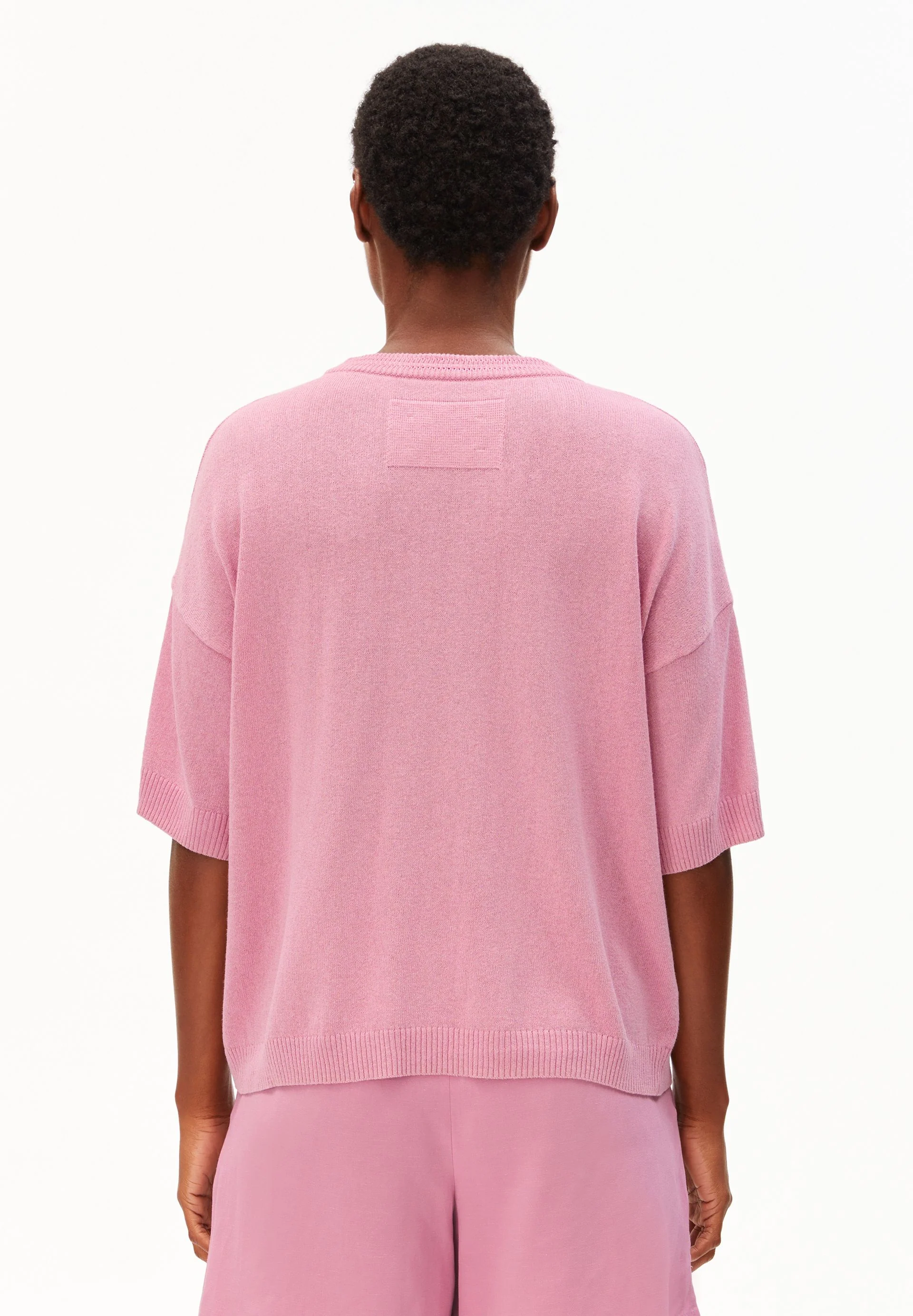 KURZÄRMLIGES LEINEN-MIX STRICKSHIRT | washed berry - Image 2