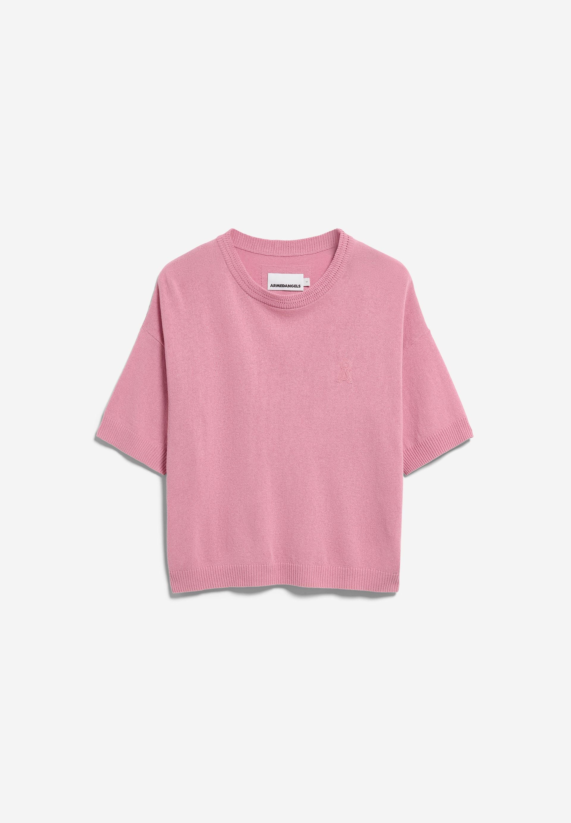 KURZÄRMLIGES LEINEN-MIX STRICKSHIRT | washed berry - Image 6