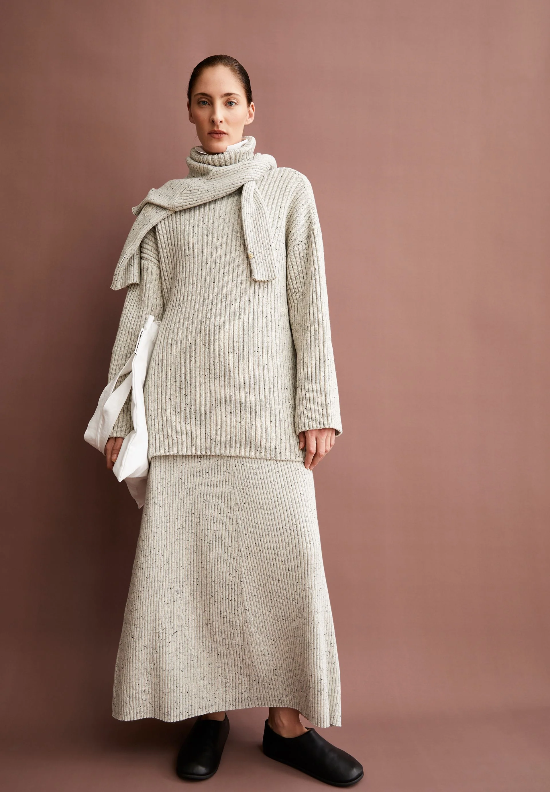 SABIRAA TWEED STRICKPULLOVER | oatmilk-black - Image 4
