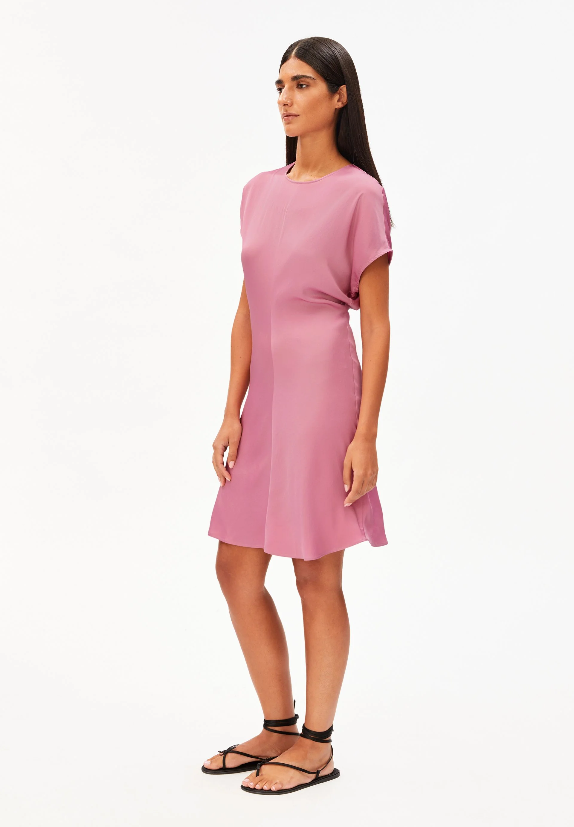 SATIN FLEDERMAUSÄRMEL MINI-KLEID | washed berry - Image 5