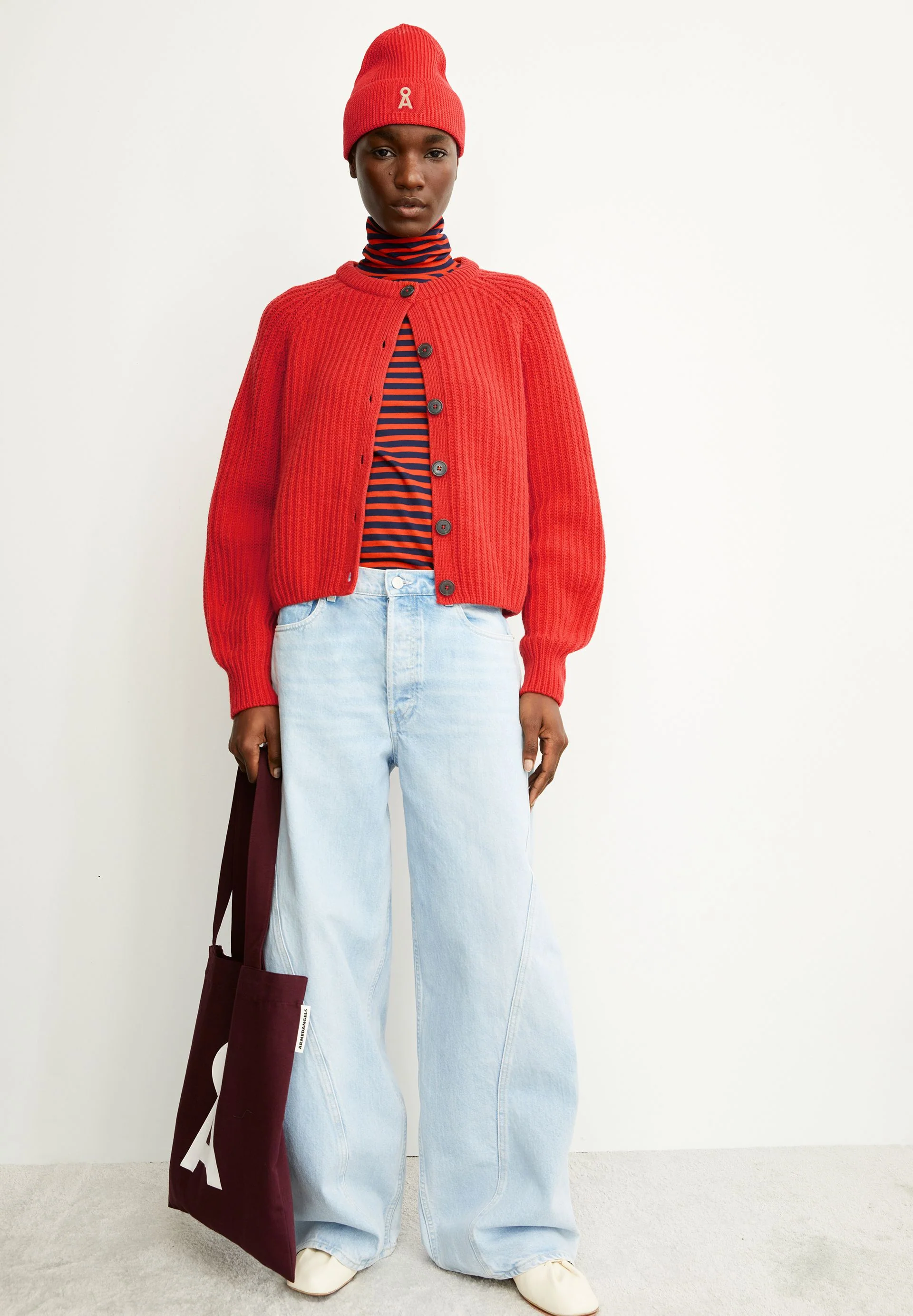 RIB KNIT CARDIGAN | candy apple - Image 4