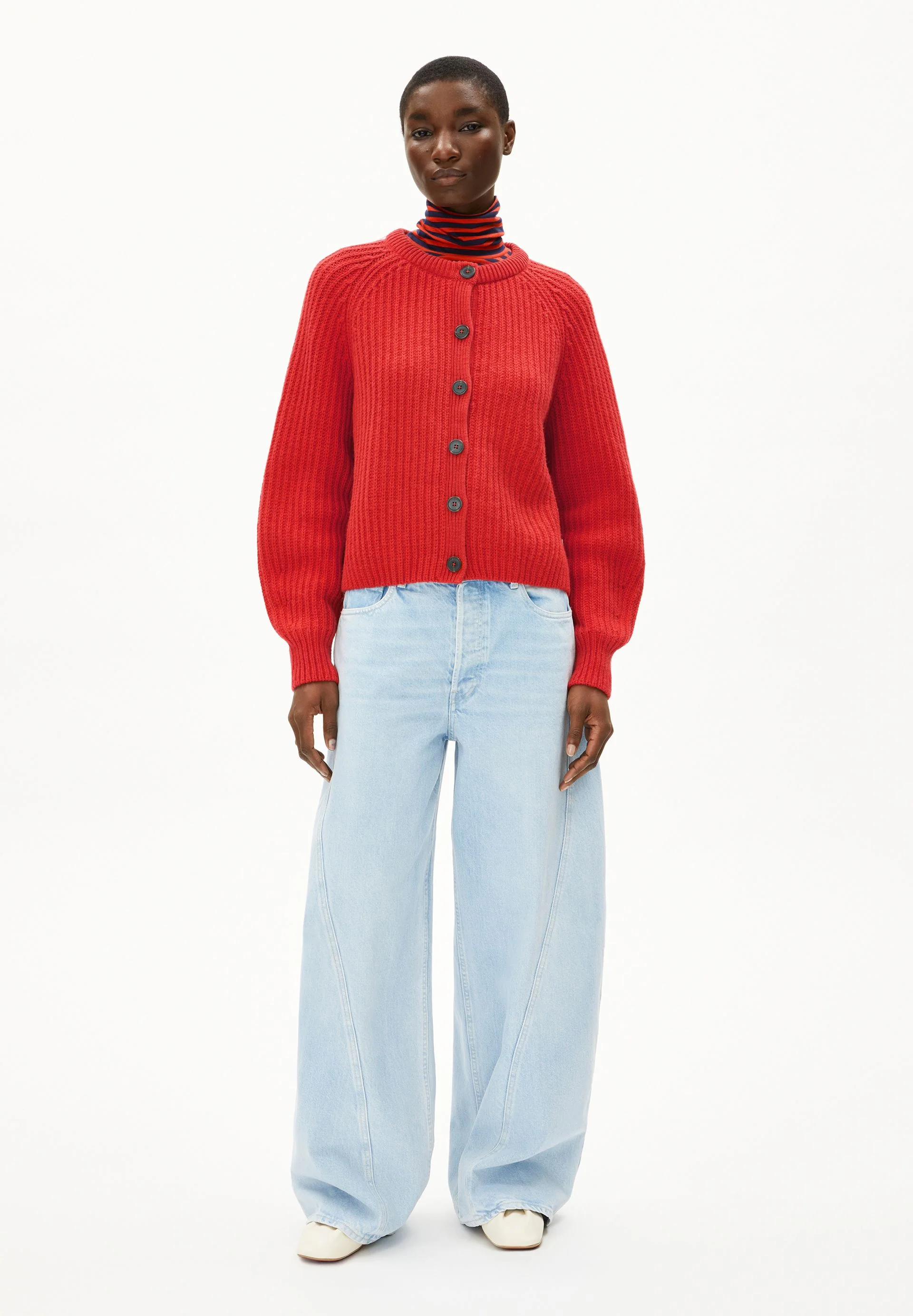 RIB KNIT CARDIGAN | candy apple - Image 5