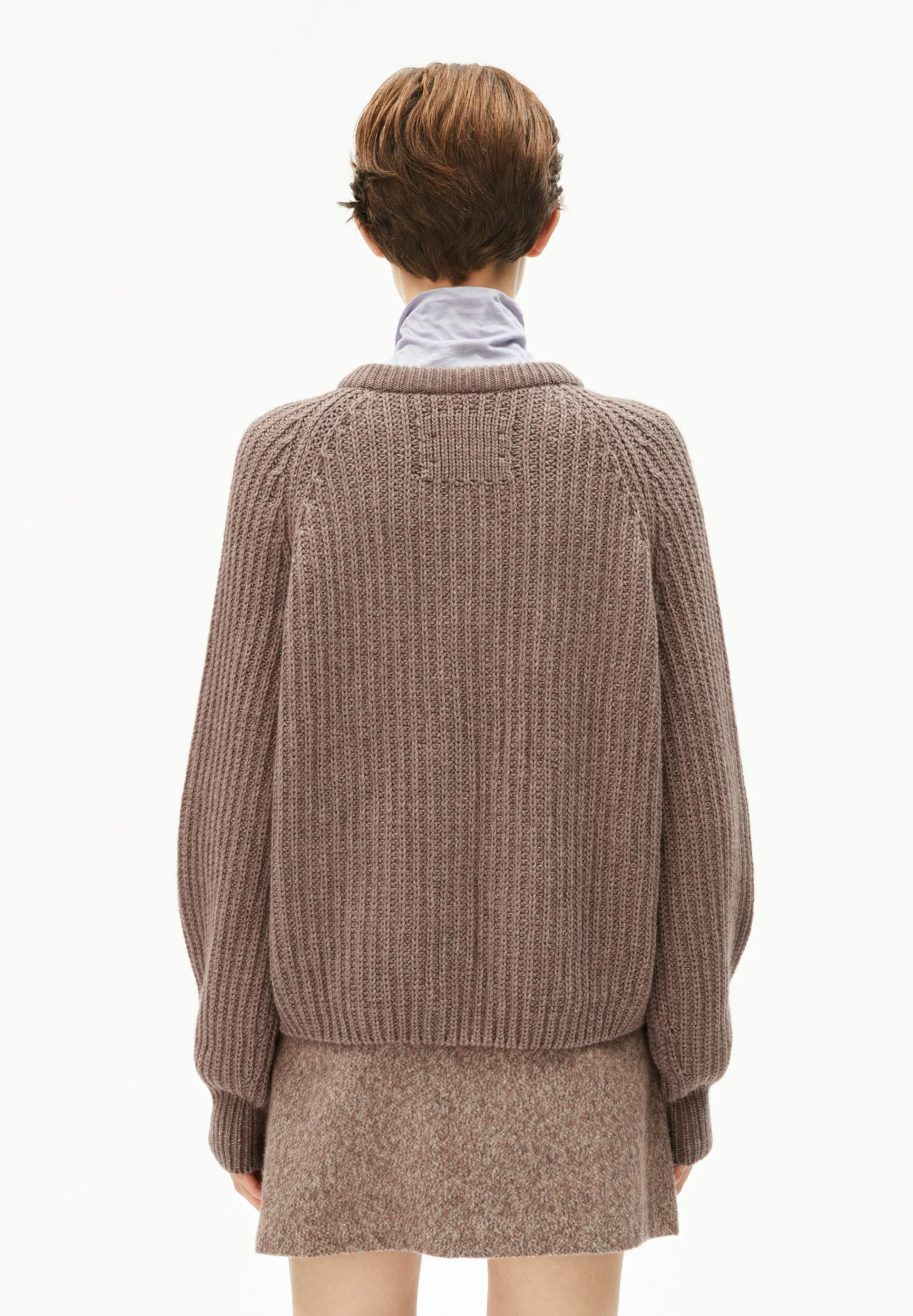 RIB KNIT CARDIGAN | cinnamon dust melange - Image 2