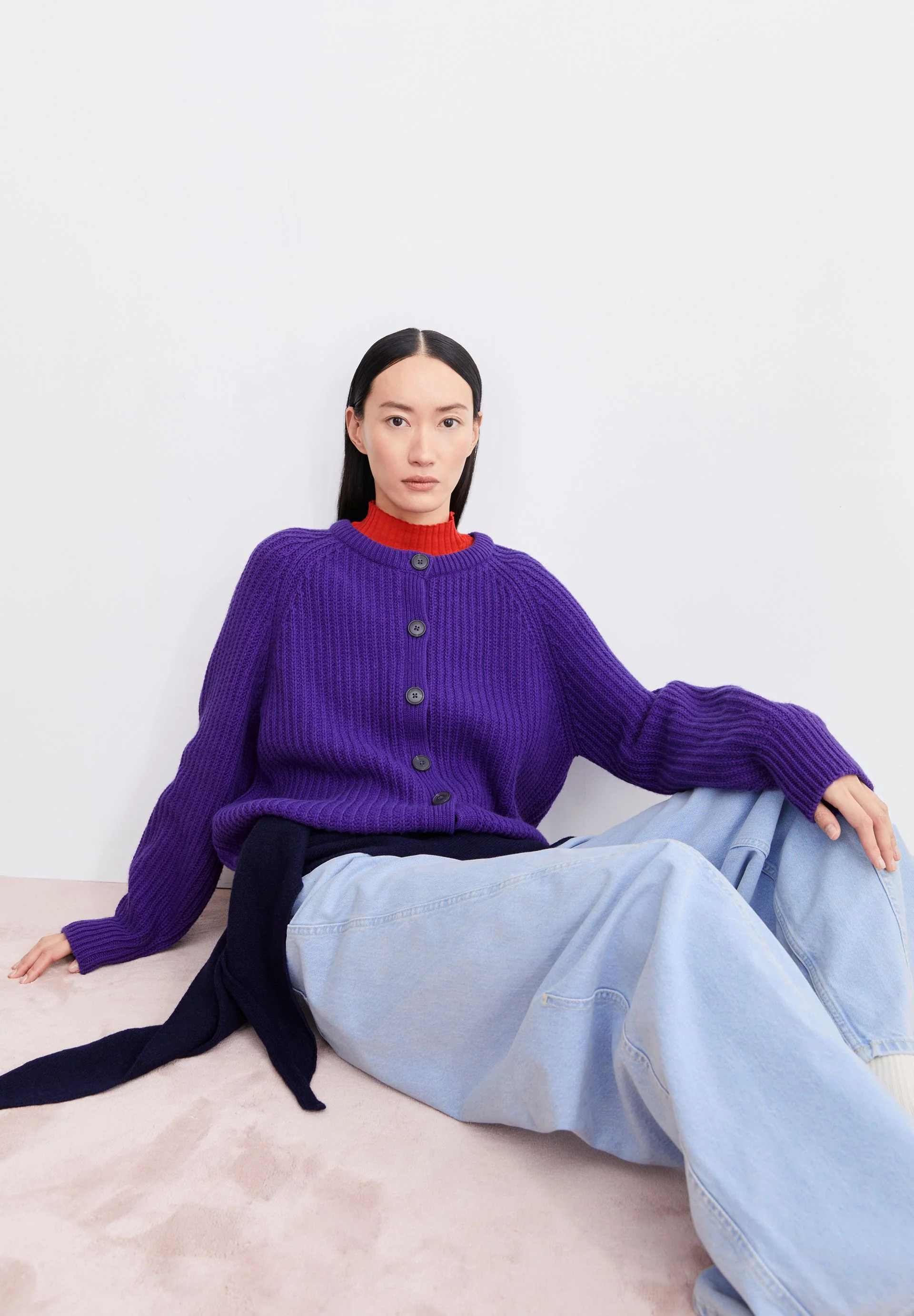RIB KNIT CARDIGAN | indigo lilac - Image 4