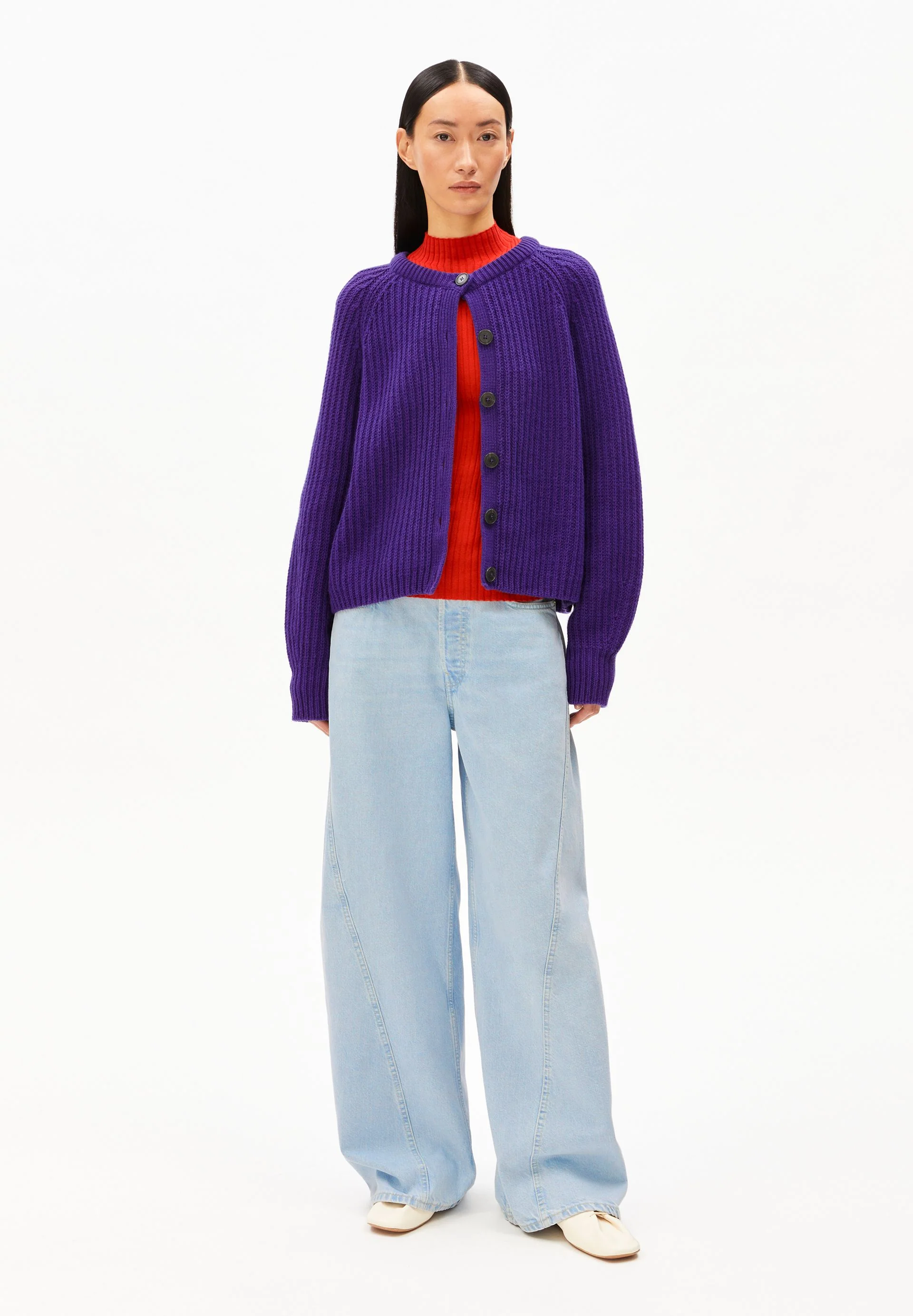 RIB KNIT CARDIGAN | indigo lilac - Image 5