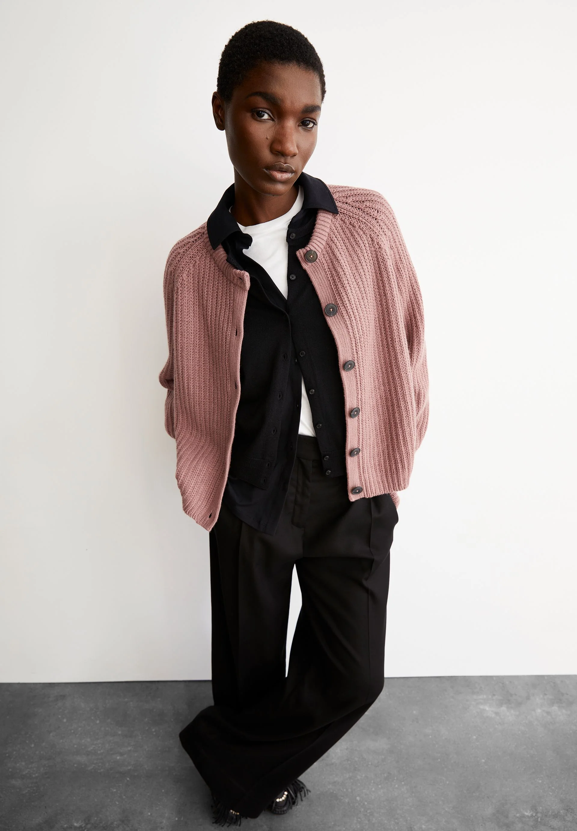 RIB KNIT CARDIGAN | light berry - Image 4