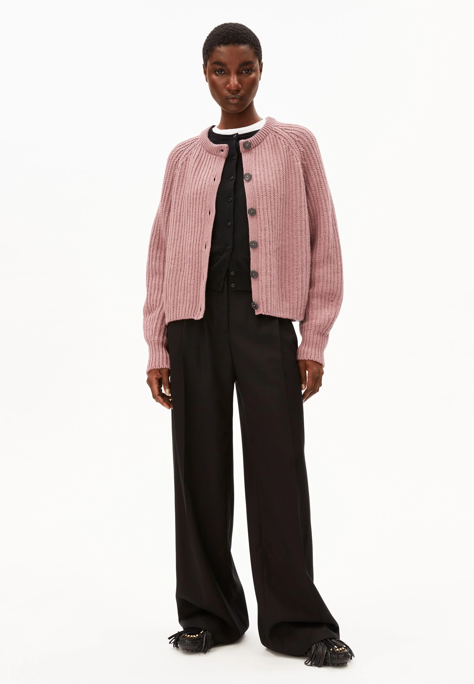 RIB KNIT CARDIGAN | light berry - Image 5
