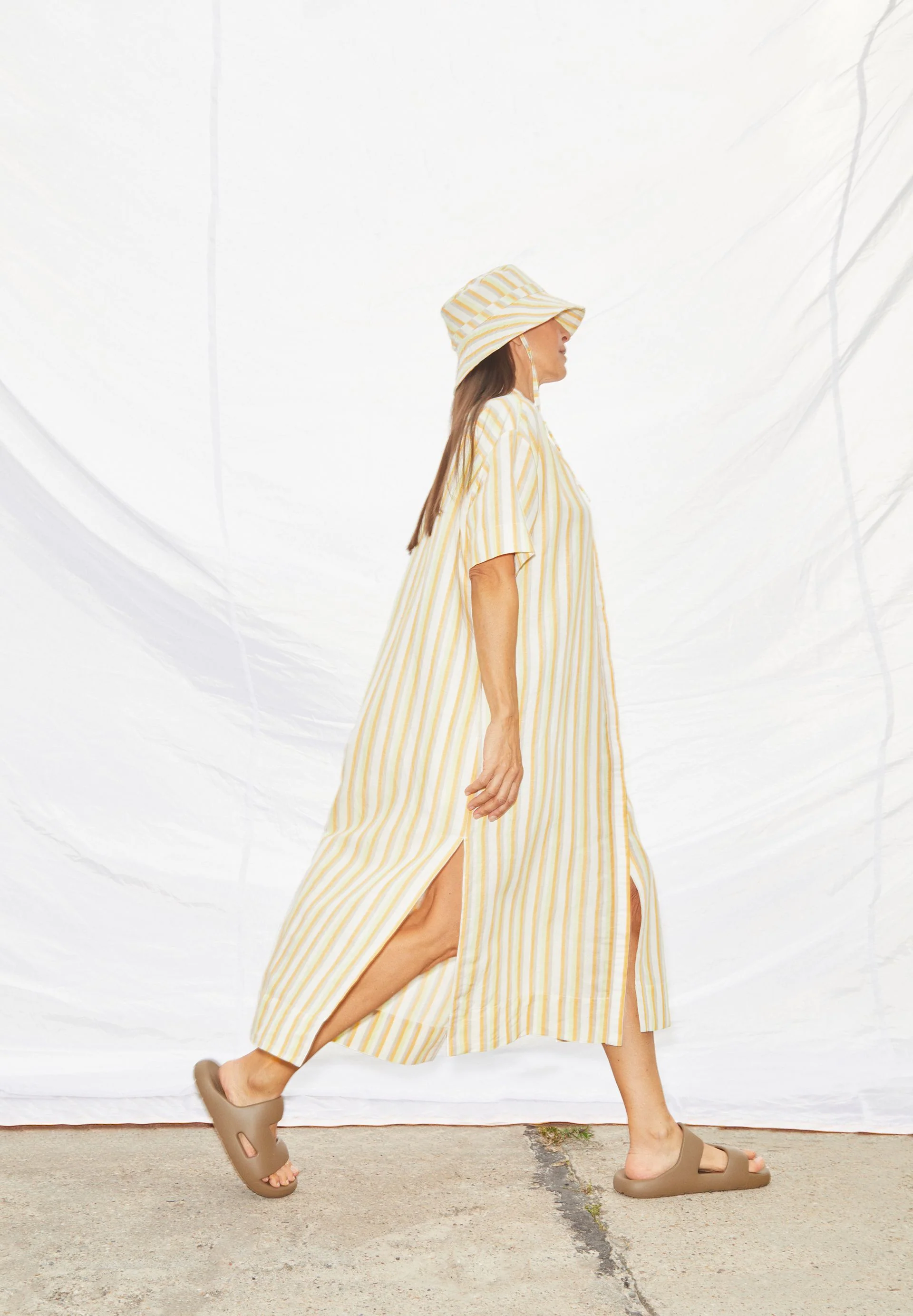 SESSAA STRIPED LINO | off white-mangorange - Image 4