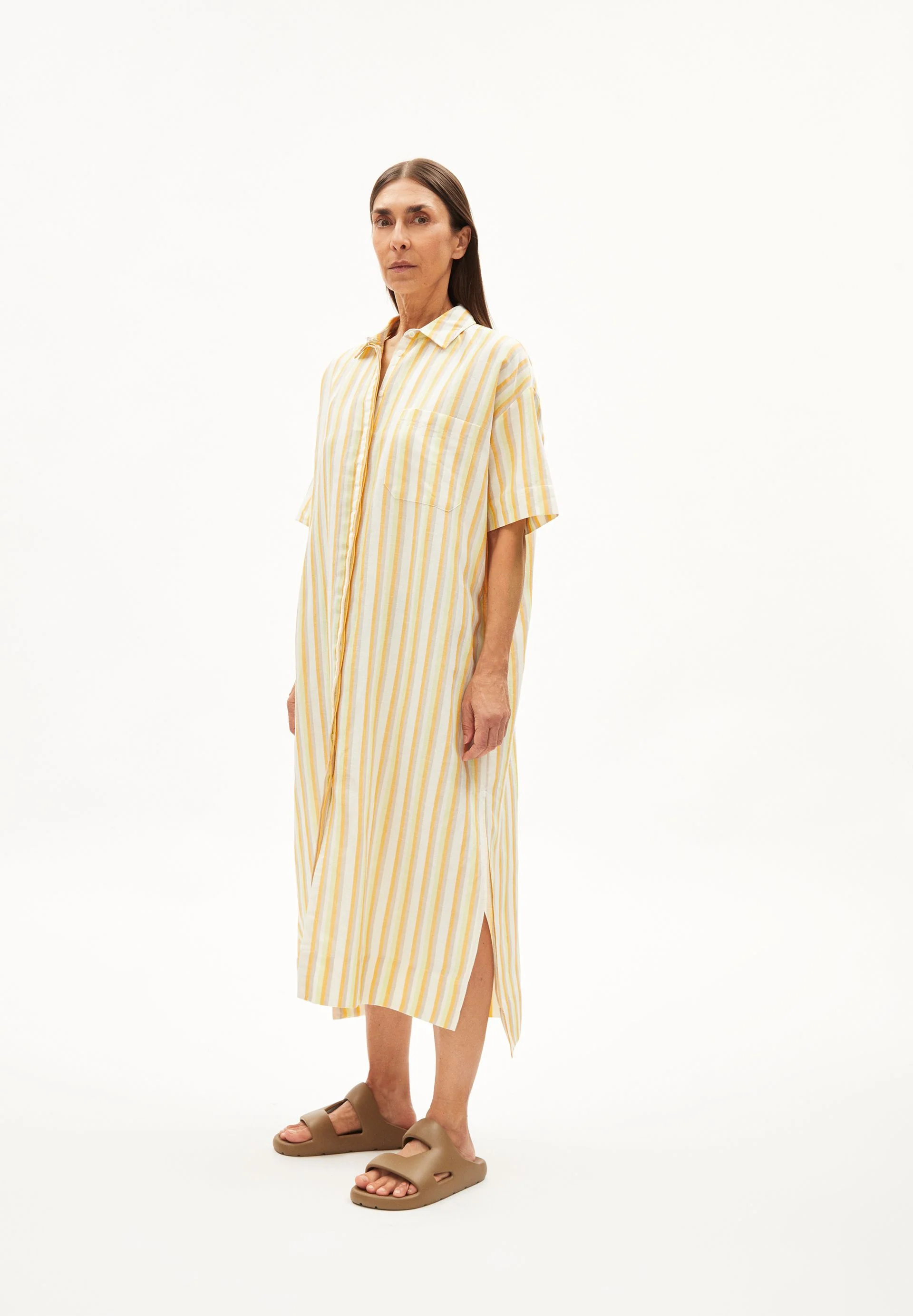 SESSAA STRIPED LINO | off white-mangorange - Image 5