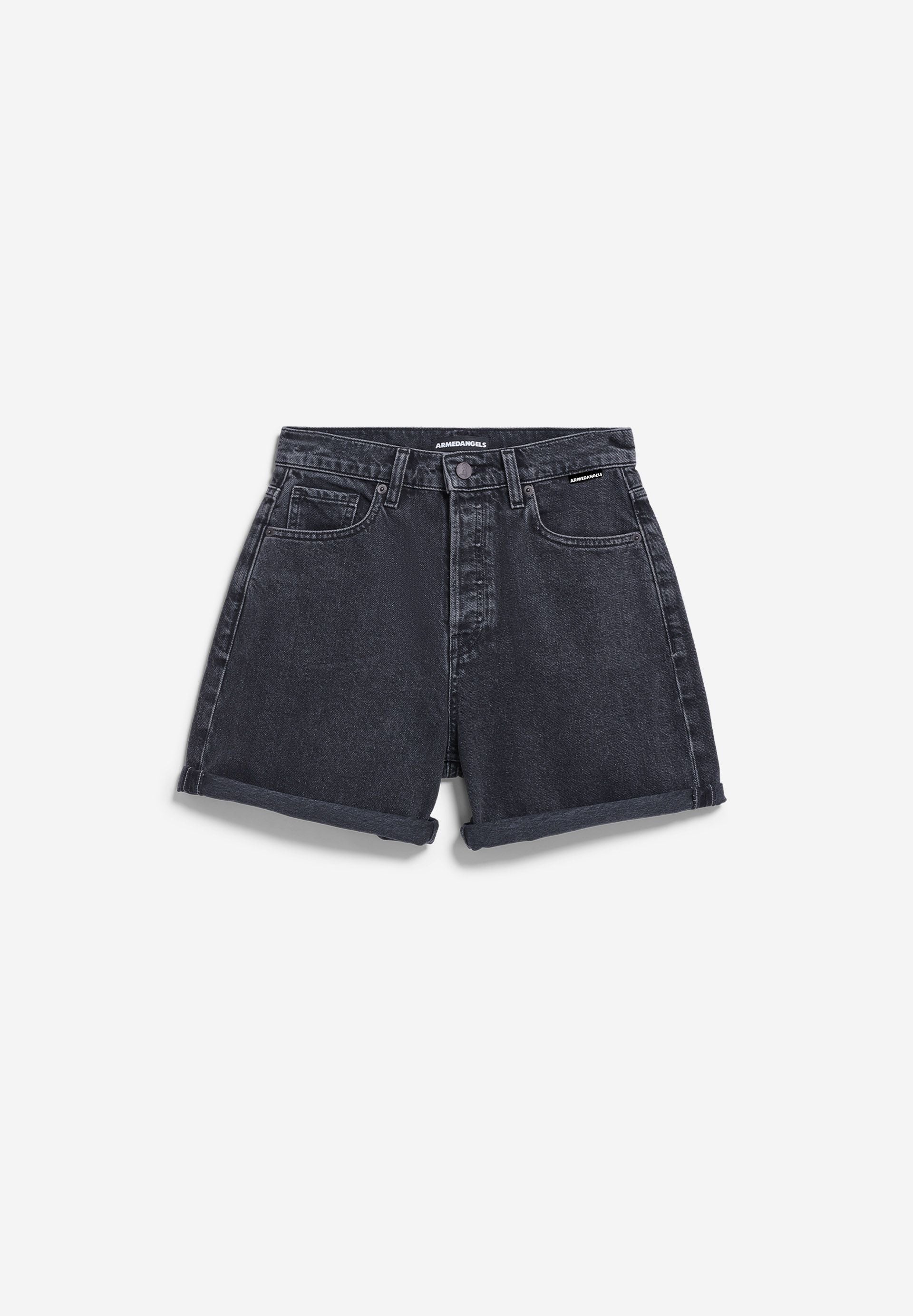 SHEAARI HIGH WAIST JEANS-SHORTS | ebony black - Image 7