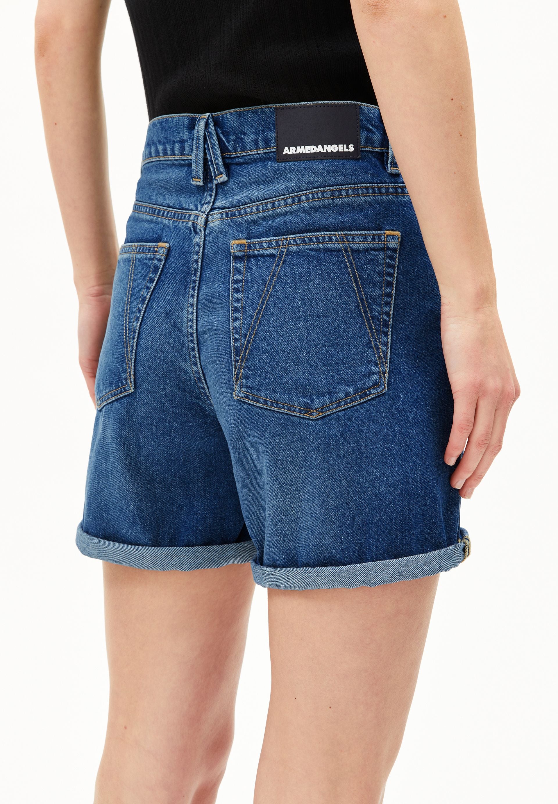SHEAARI HIGH WAIST JEANS-SHORTS | wavy blue - Image 3