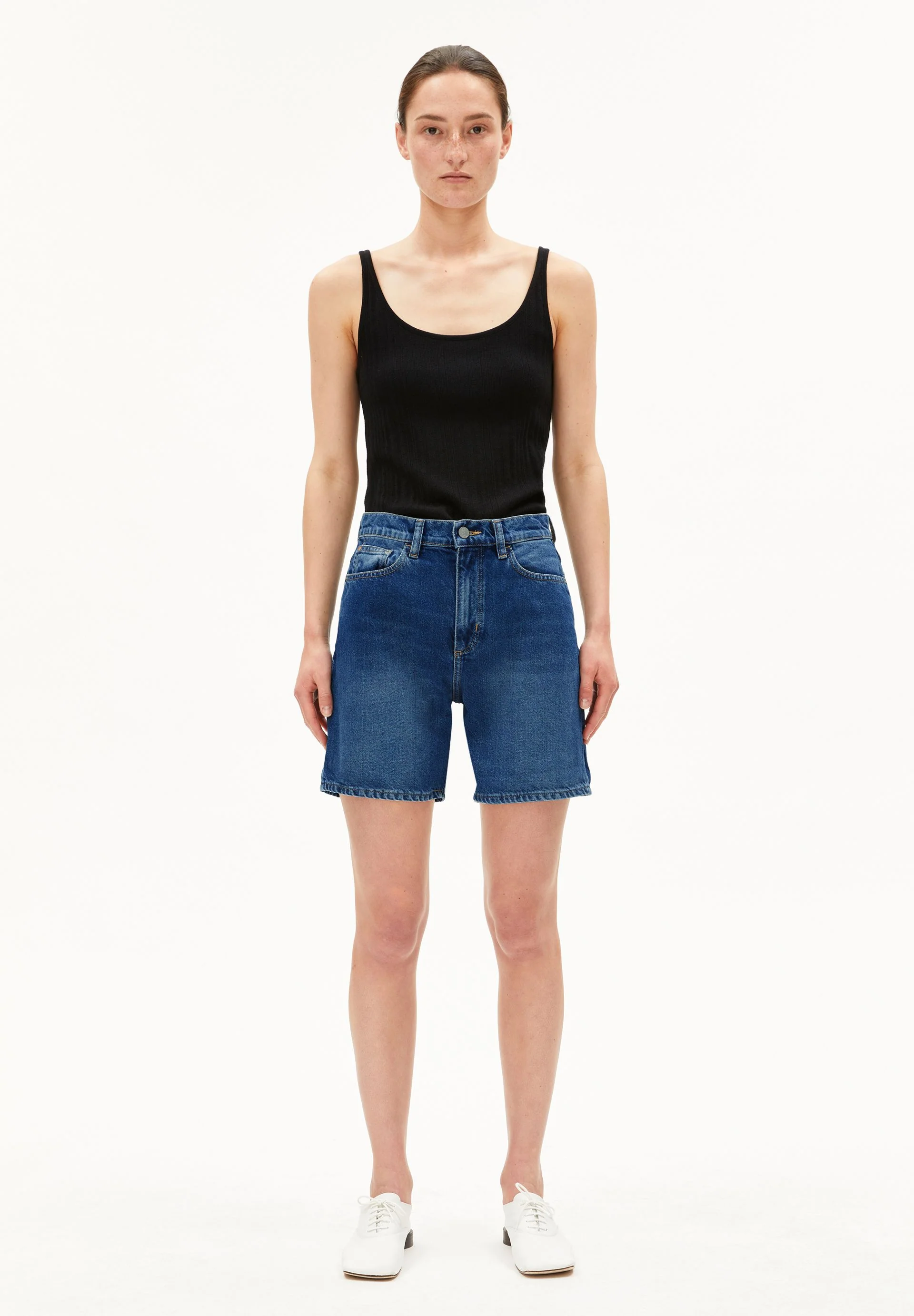 SHEAARI HIGH WAIST JEANS-SHORTS | wavy blue - Image 5