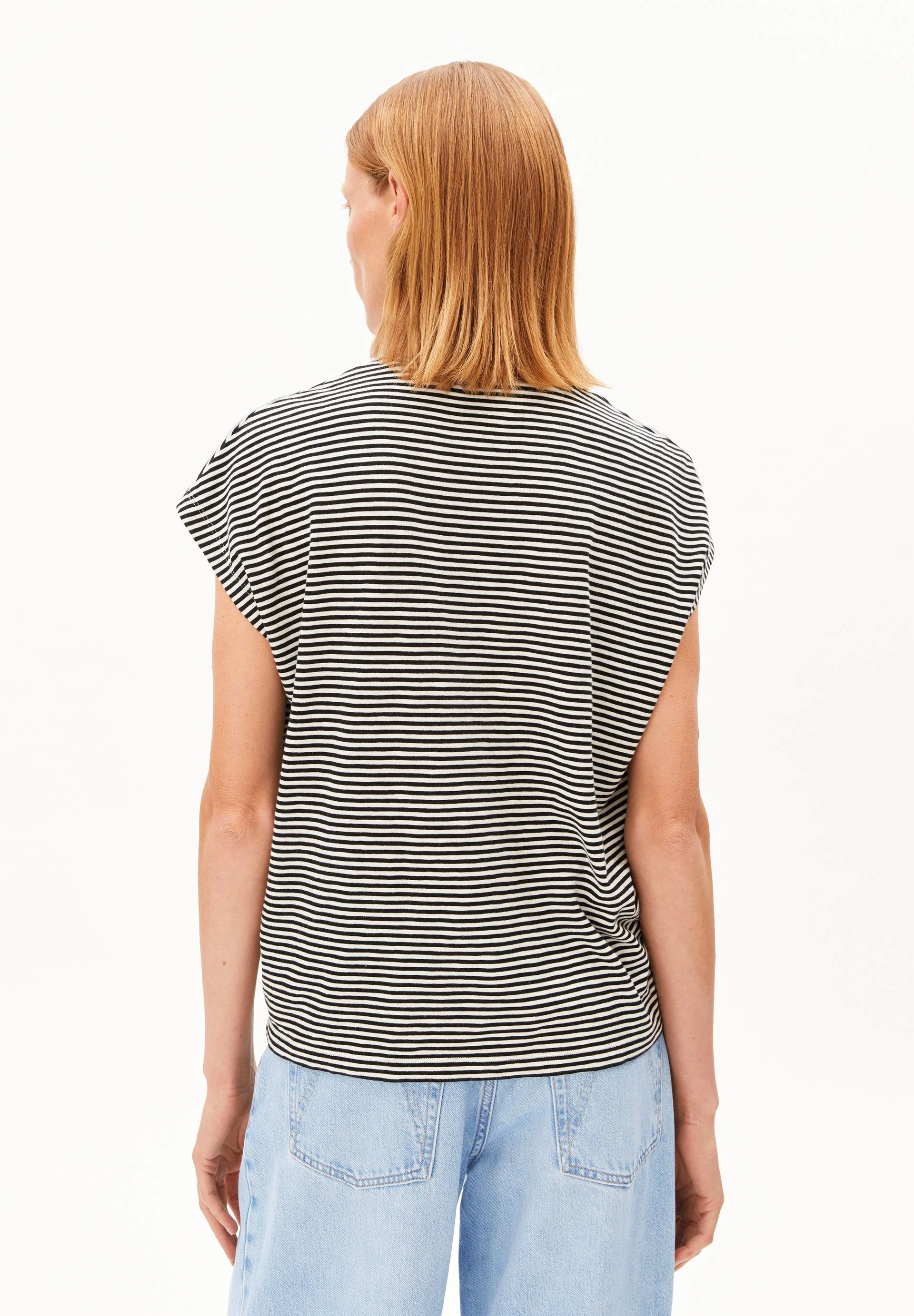 SLUB JERSEY GESTREIFTES T-SHIRT | black-oatmilk - Image 2