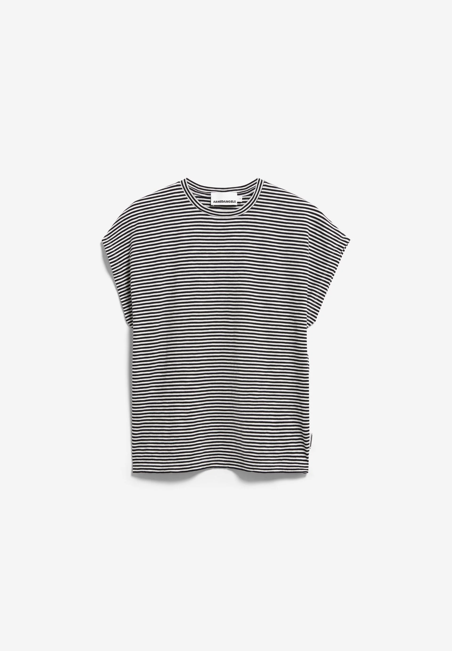 SLUB JERSEY GESTREIFTES T-SHIRT | black-oatmilk - Image 6