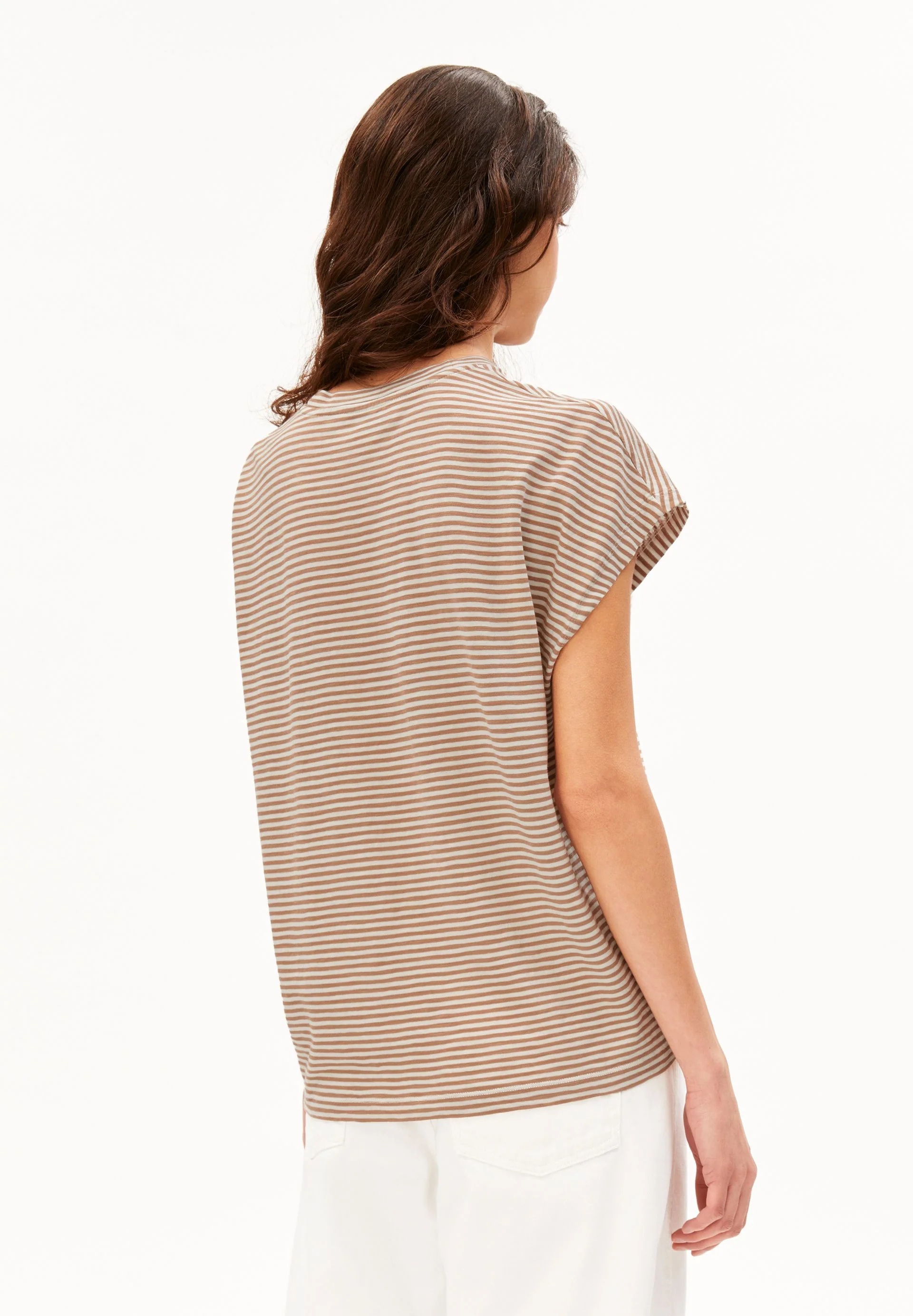 SLUB JERSEY GESTREIFTES T-SHIRT | oatmilk-cinnamon dust - Image 2