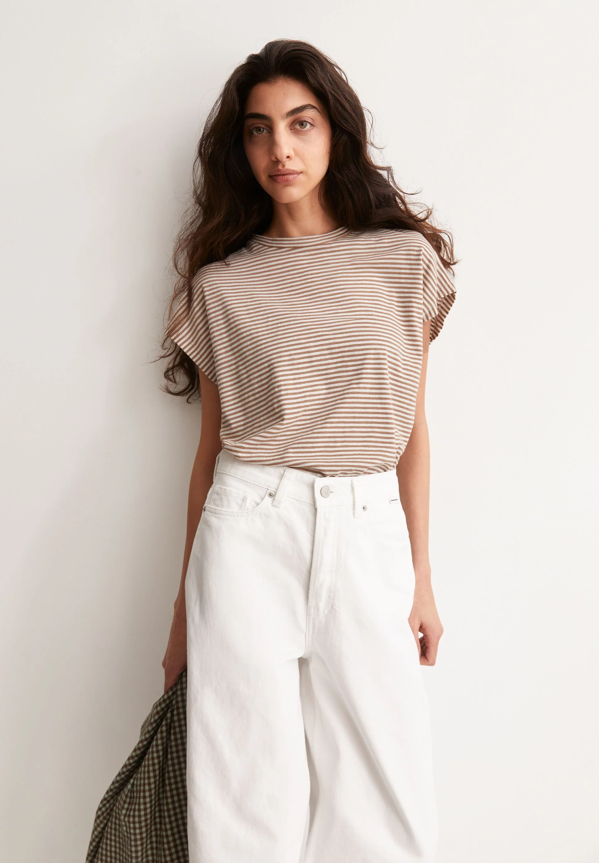 SLUB JERSEY GESTREIFTES T-SHIRT | oatmilk-cinnamon dust - Image 4