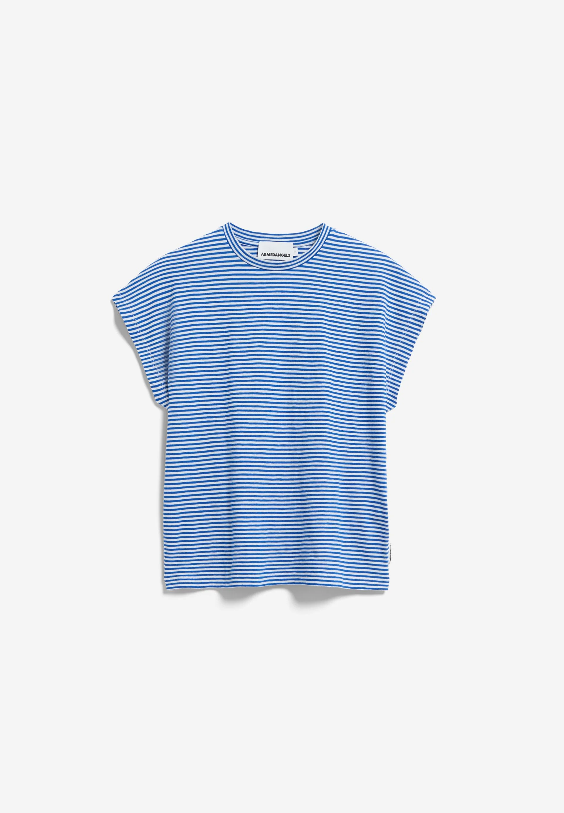 SLUB JERSEY GESTREIFTES T-SHIRT | oatmilk-dynamo blue - Image 6