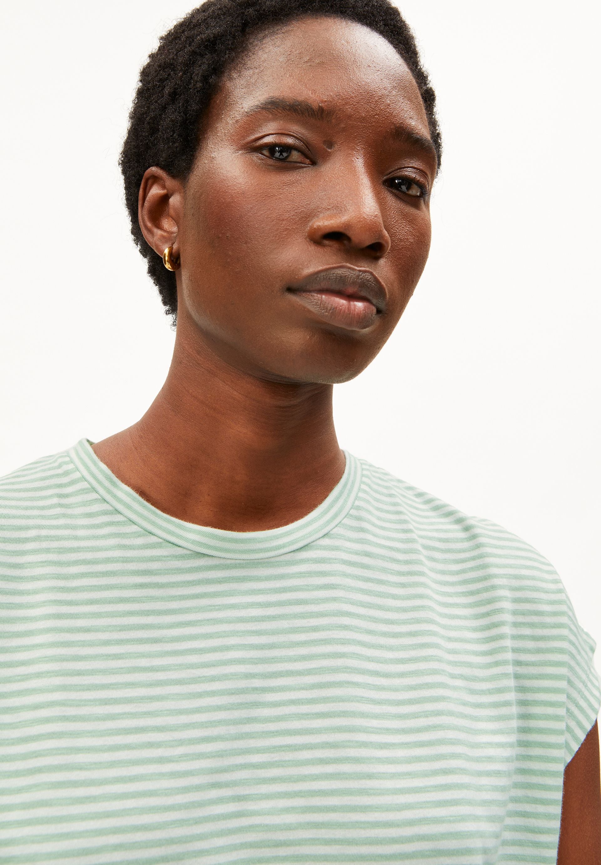 SLUB JERSEY GESTREIFTES T-SHIRT | oatmilk-foam - Image 3
