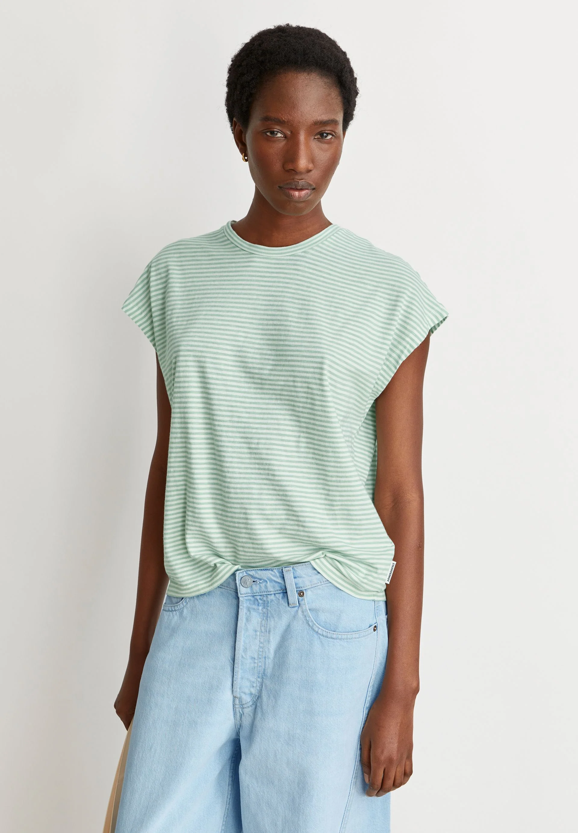 SLUB JERSEY GESTREIFTES T-SHIRT | oatmilk-foam - Image 4
