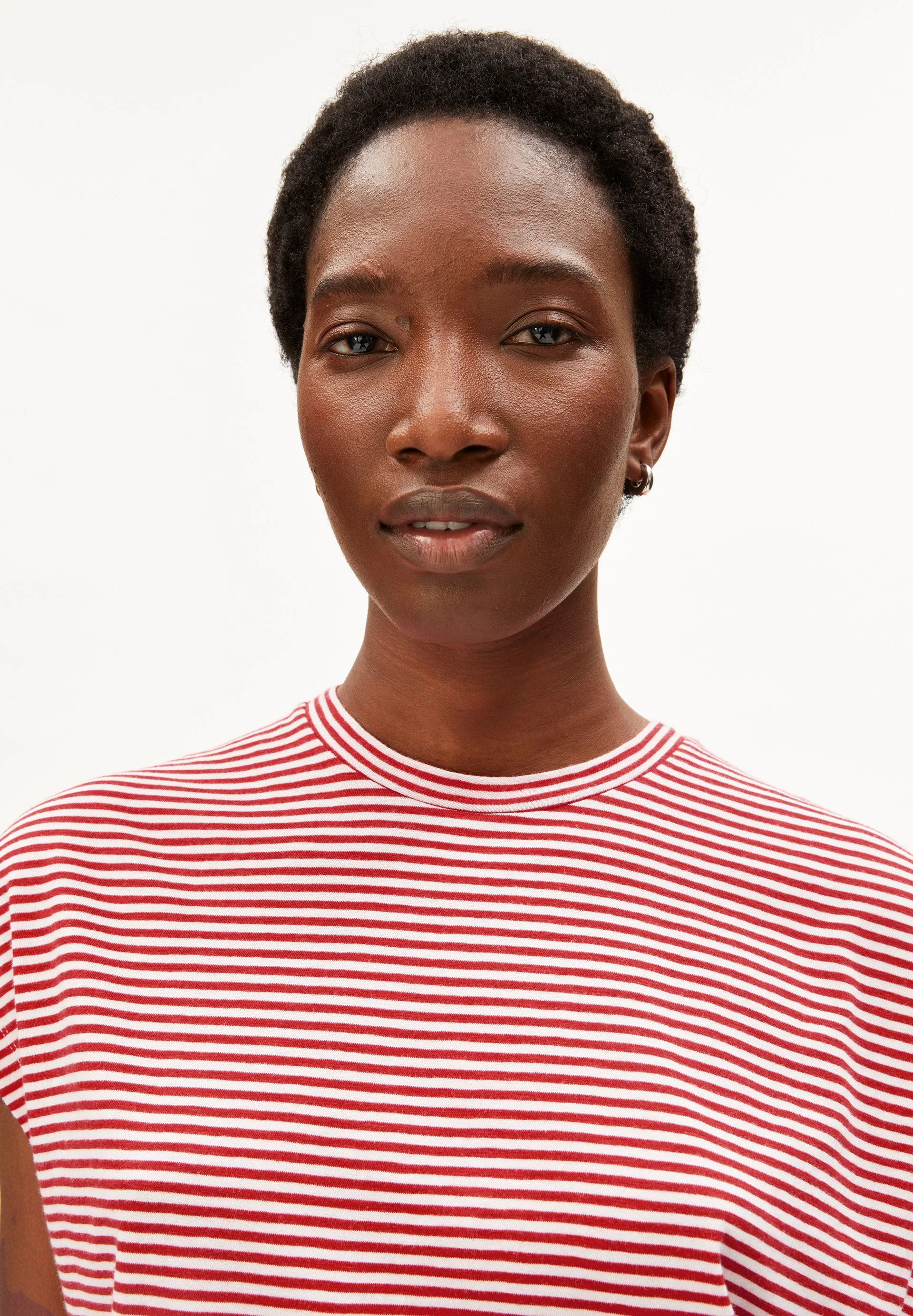 SLUB JERSEY GESTREIFTES T-SHIRT | pink mist-mars red - Image 3