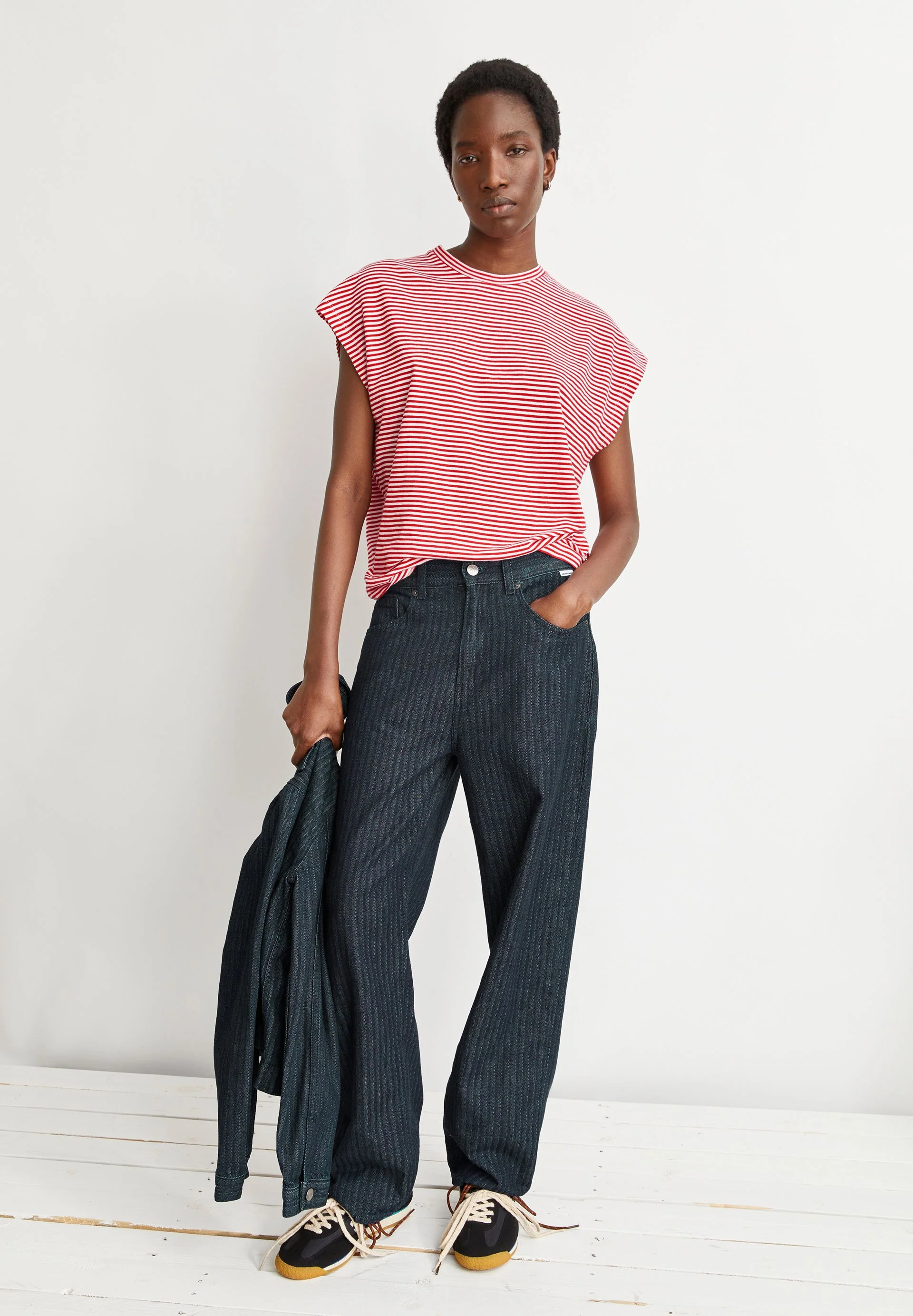SLUB JERSEY GESTREIFTES T-SHIRT | pink mist-mars red - Image 4