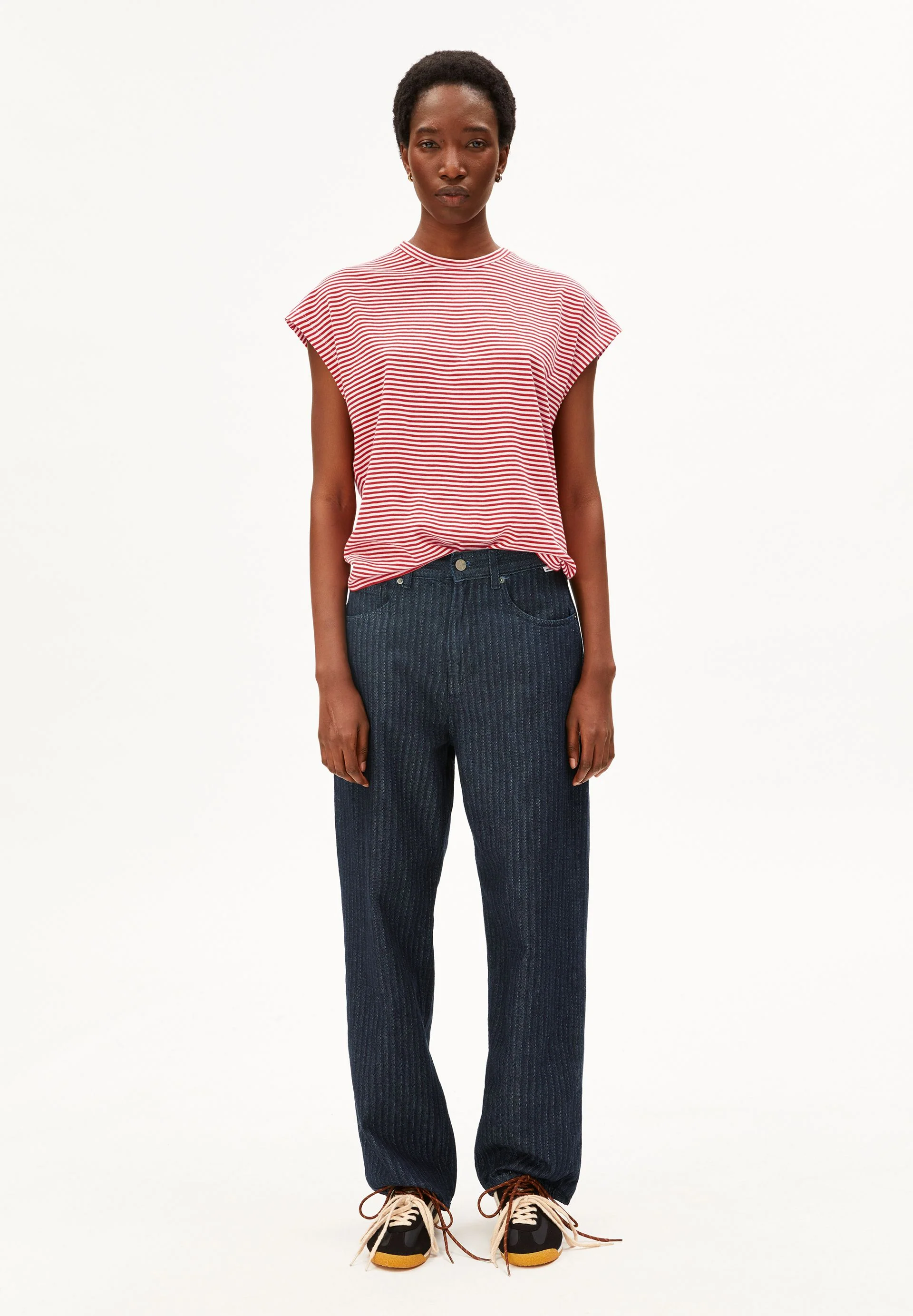 SLUB JERSEY GESTREIFTES T-SHIRT | pink mist-mars red - Image 5