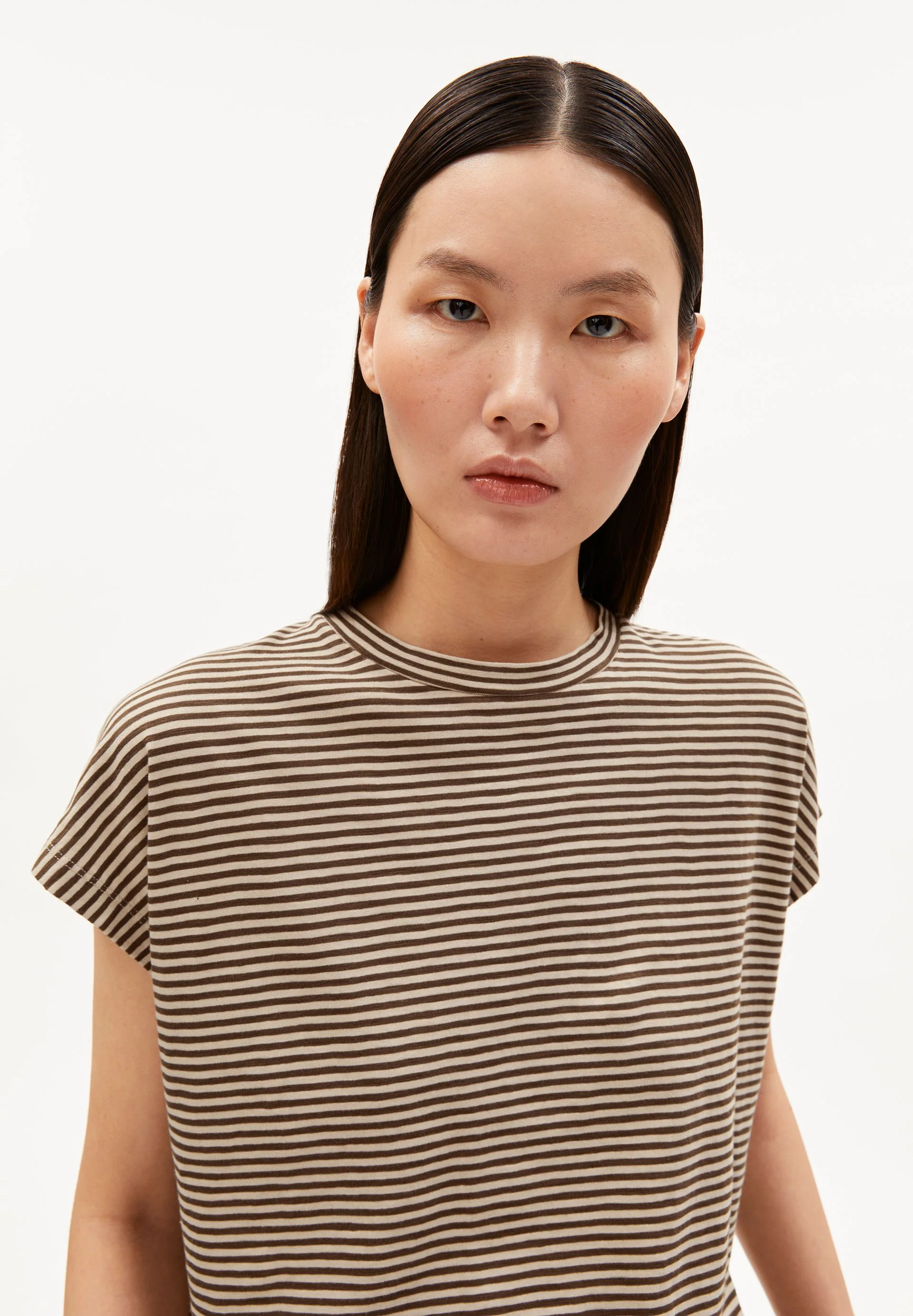 SLUB JERSEY GESTREIFTES T-SHIRT | sand stone-dried palm - Image 3