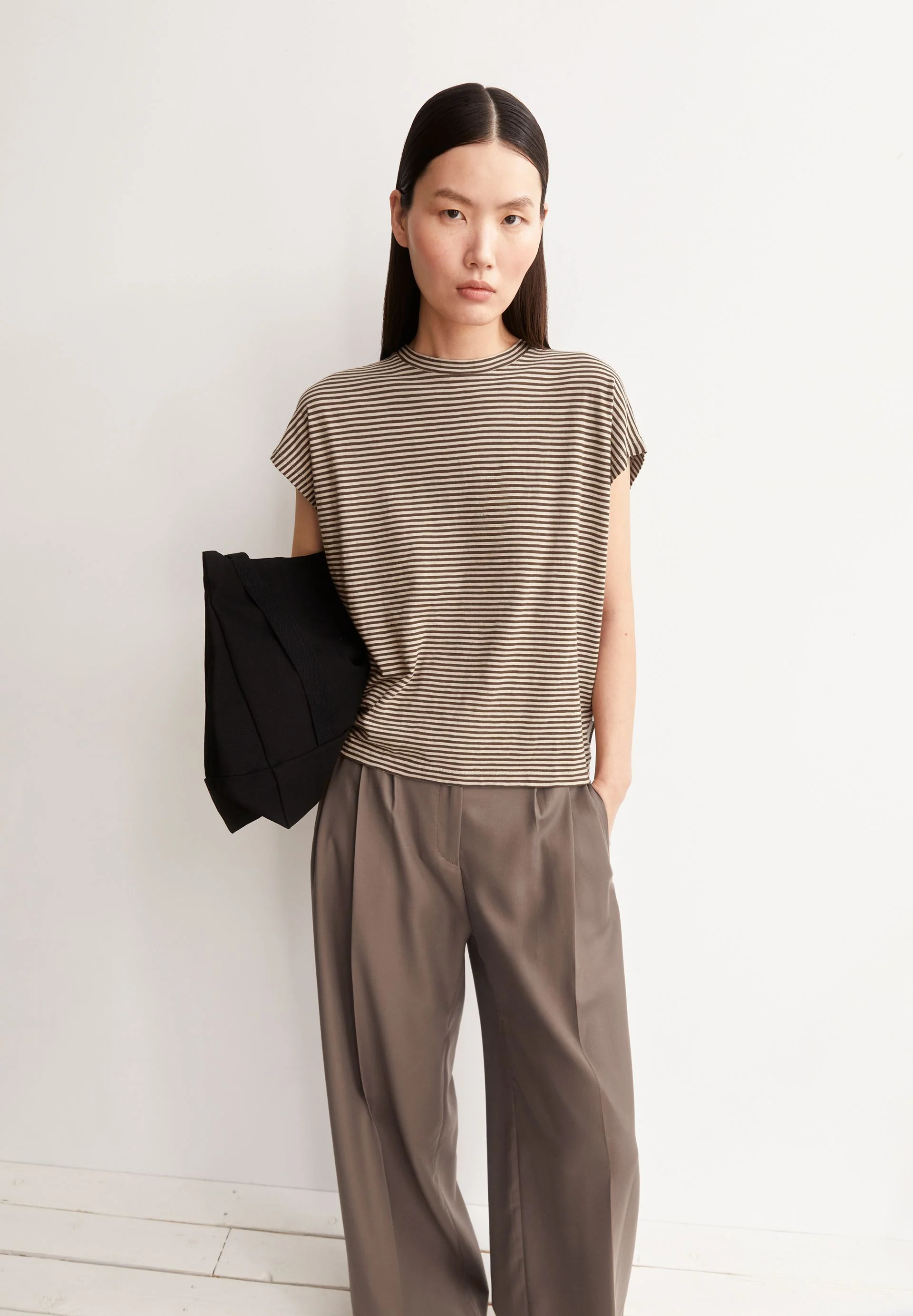 SLUB JERSEY GESTREIFTES T-SHIRT | sand stone-dried palm - Image 4
